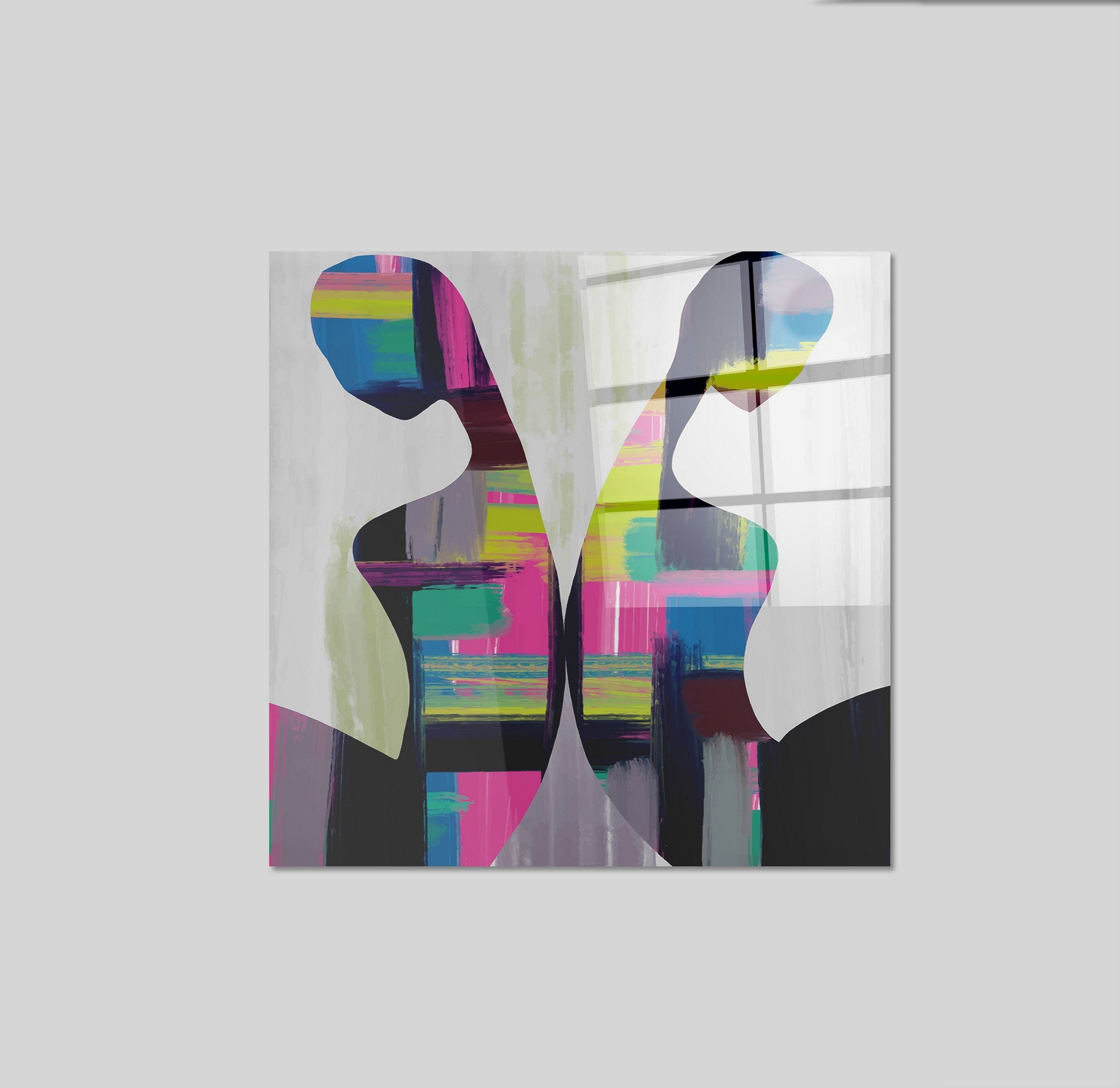 Arte em Vidro Temperado Multicolor 70x70cm - Pintura Decorativa de Parede Premium