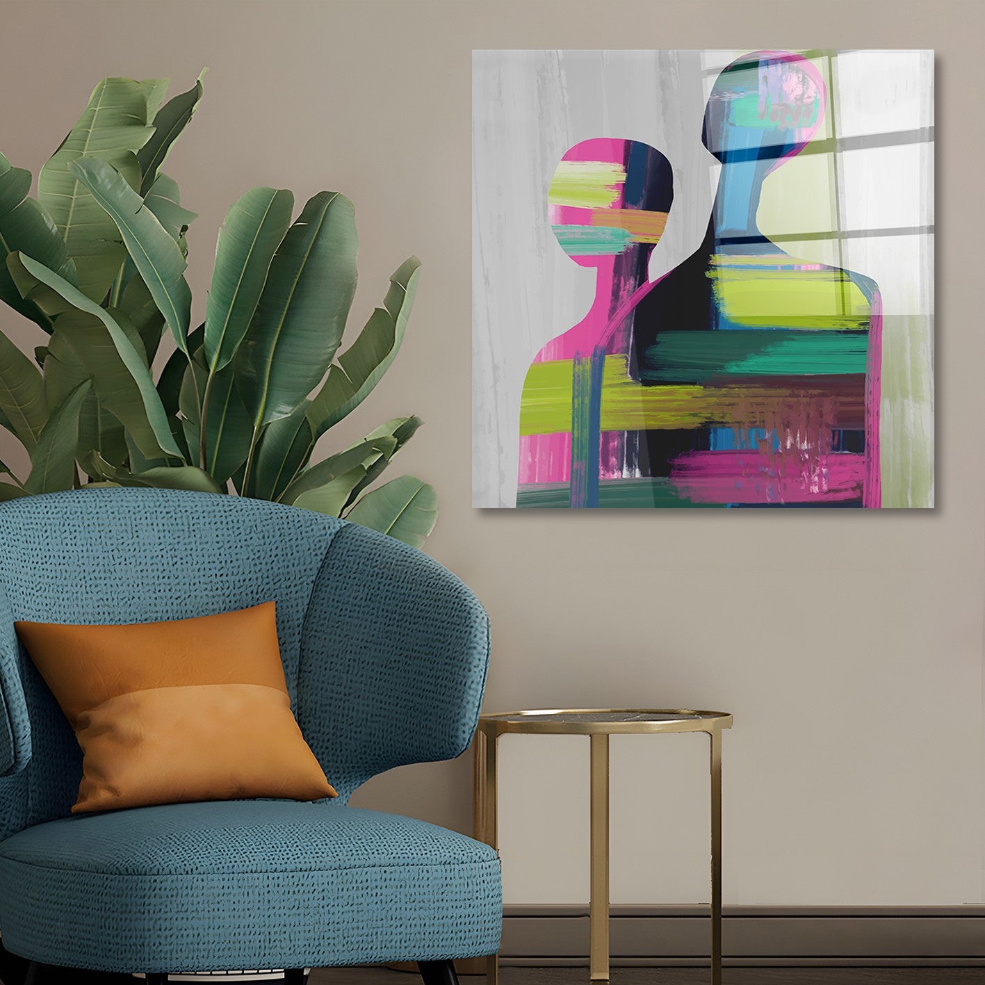 Arte em Vidro Temperado Multicolor 70x70cm - Pintura Decorativa de Parede Premium