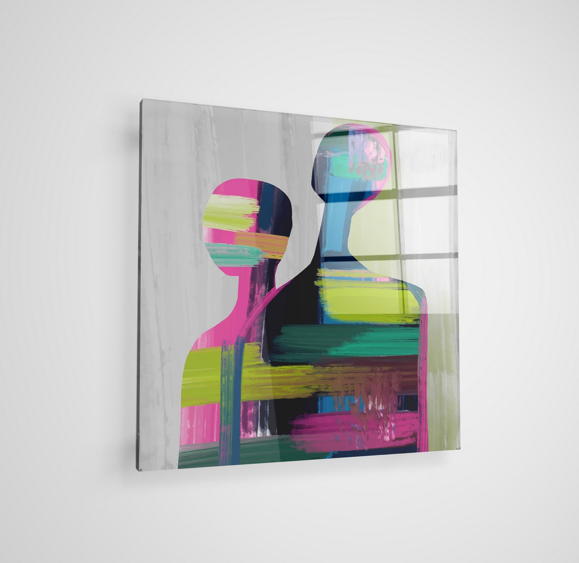 Arte em Vidro Temperado Multicolor 70x70cm - Pintura Decorativa de Parede Premium