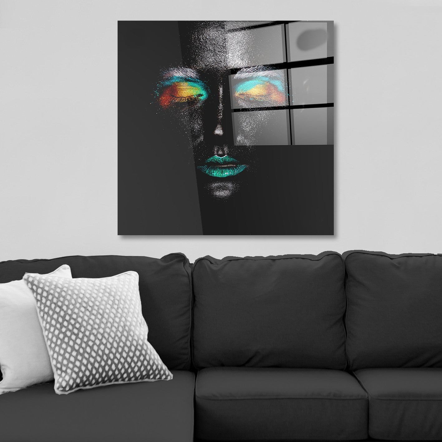 Arte em Vidro Temperado Multicolor 50x50cm - Pintura Decorativa Premium de 4mm