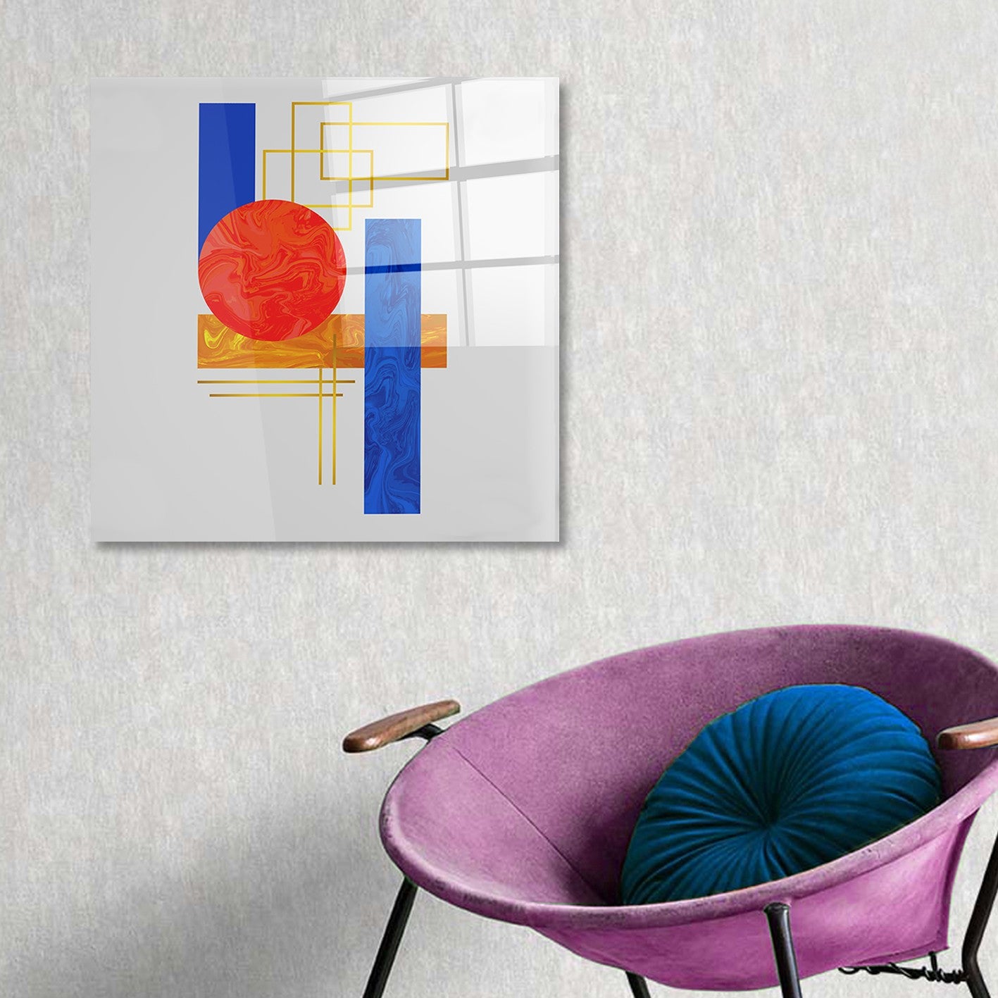 Arte em Vidro Temperado Multicolor 50x50cm - Pintura Decorativa de Parede Premium