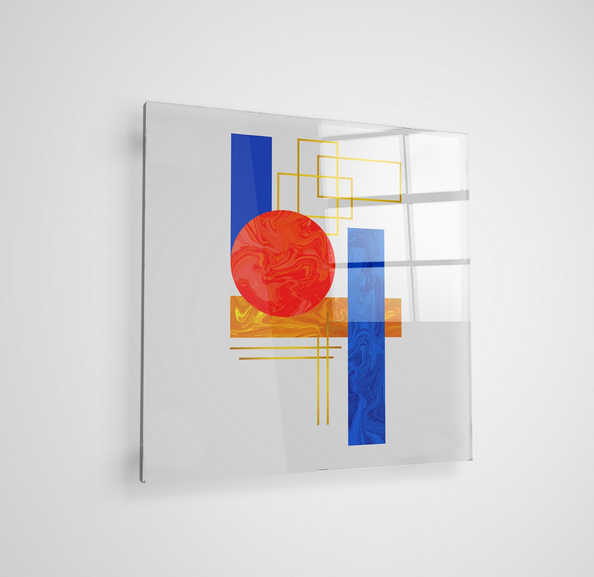 Arte em Vidro Temperado Multicolor 50x50cm - Pintura Decorativa de Parede Premium