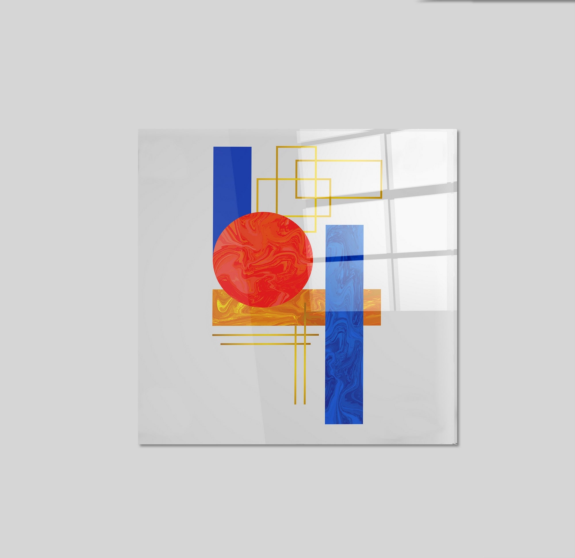 Arte em Vidro Temperado Multicolor 50x50cm - Pintura Decorativa de Parede Premium