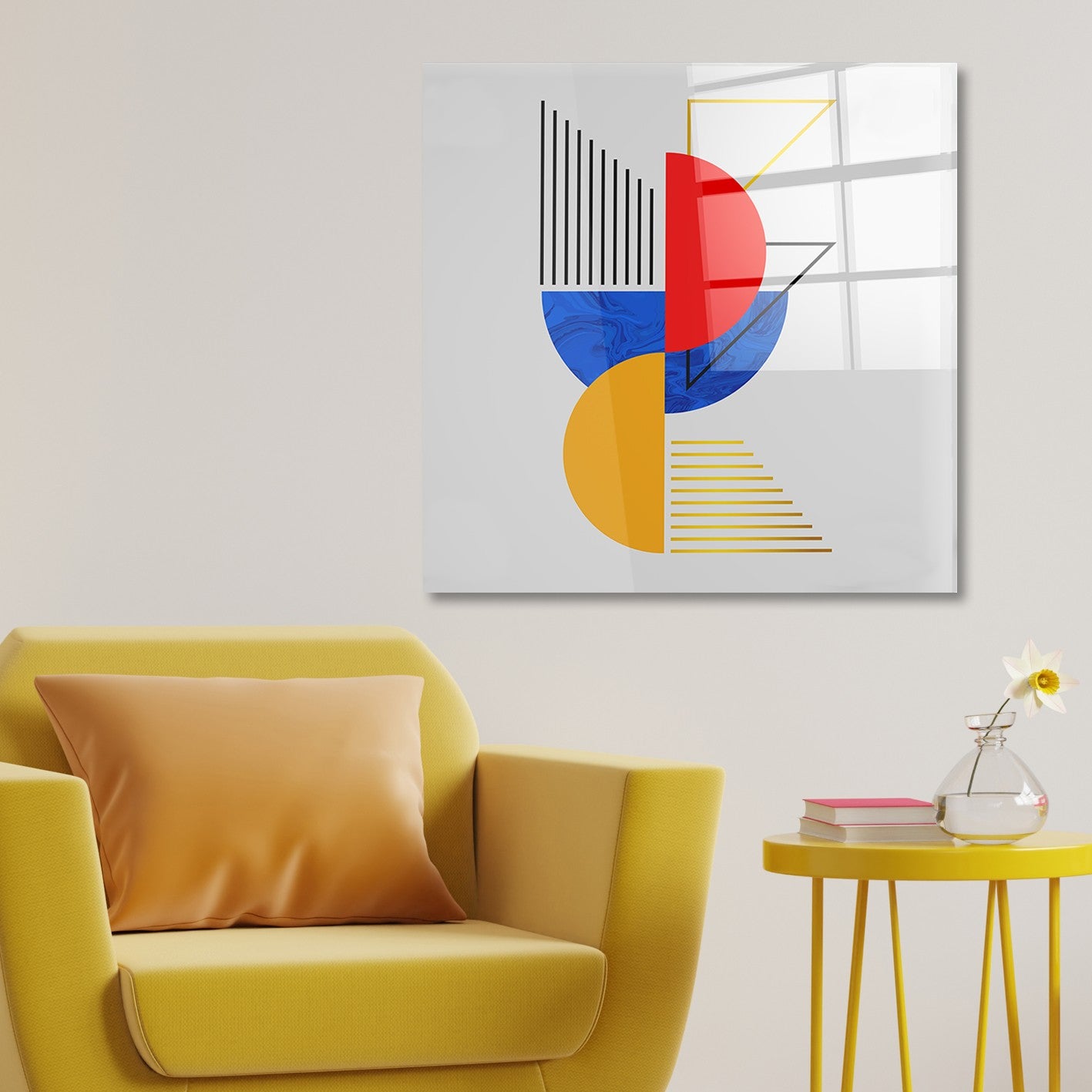 Arte em Vidro Temperado Multicolor 50x50cm - Pintura Decorativa de Parede Premium