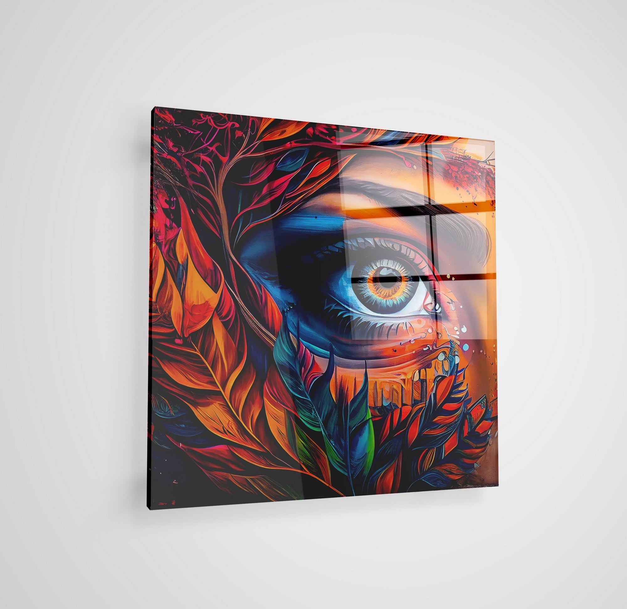 Arte em Vidro Temperado Multicolor 50x50cm - Pintura Decorativa de Alta Qualidade