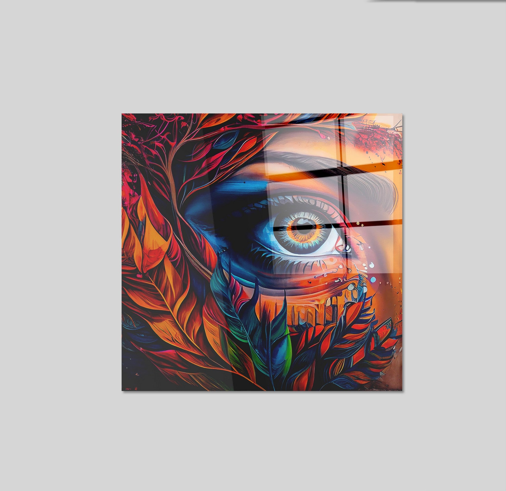 Arte em Vidro Temperado Multicolor 50x50cm - Pintura Decorativa de Alta Qualidade