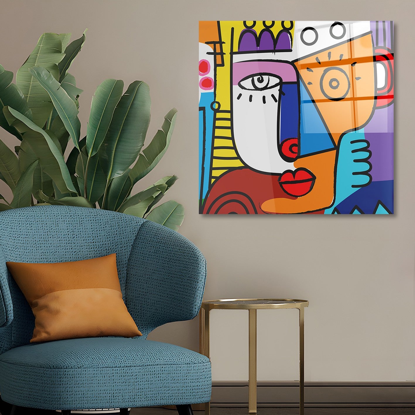 Quadro Decorativo em Vidro Temperado Multicolor 70x70cm - Arte Moderna para Parede