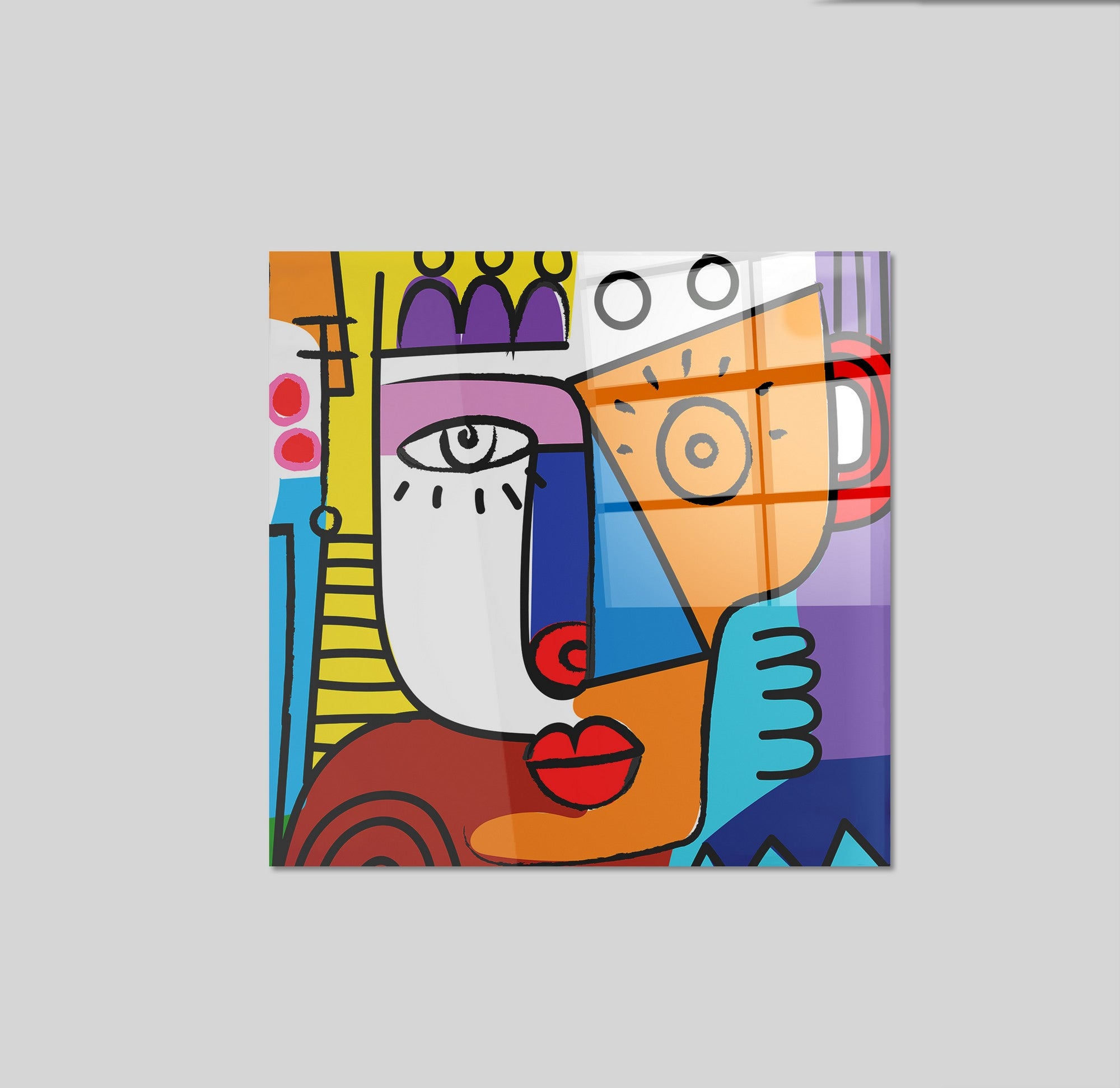 Quadro Decorativo em Vidro Temperado Multicolor 70x70cm - Arte Moderna para Parede