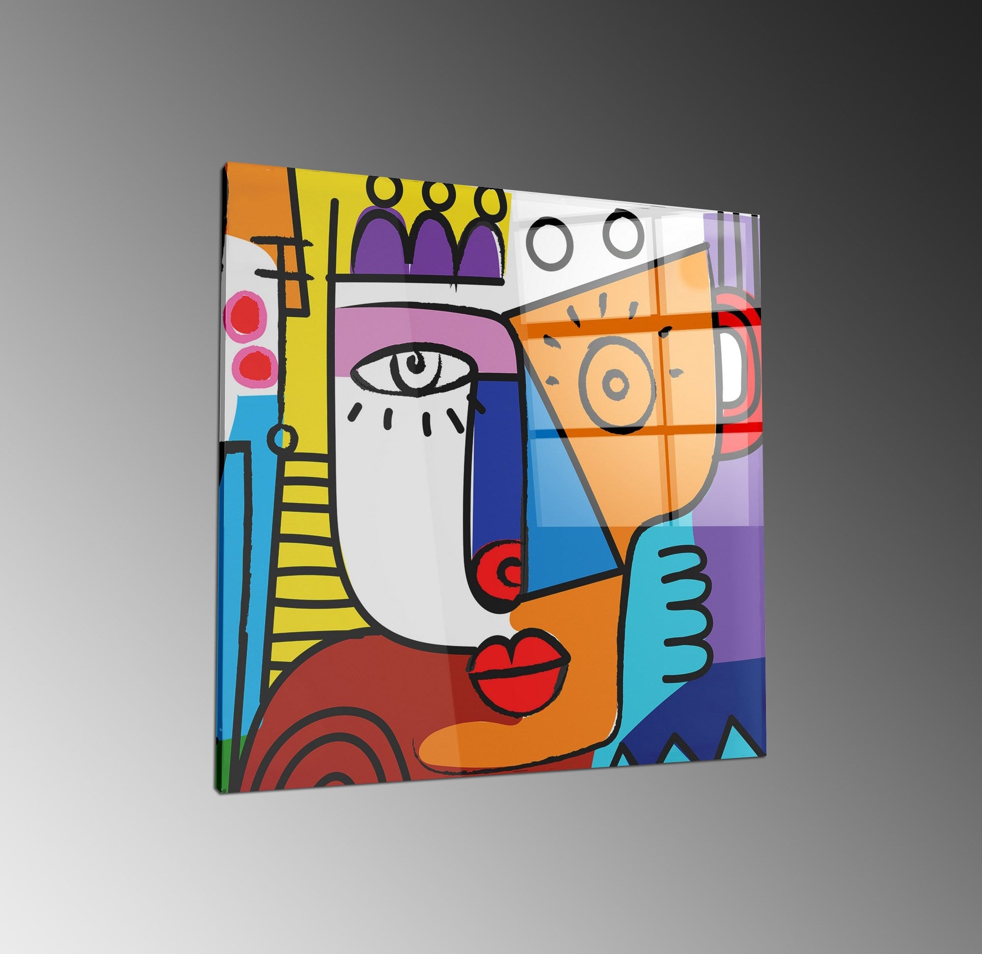 Quadro Decorativo em Vidro Temperado Multicolor 70x70cm - Arte Moderna para Parede