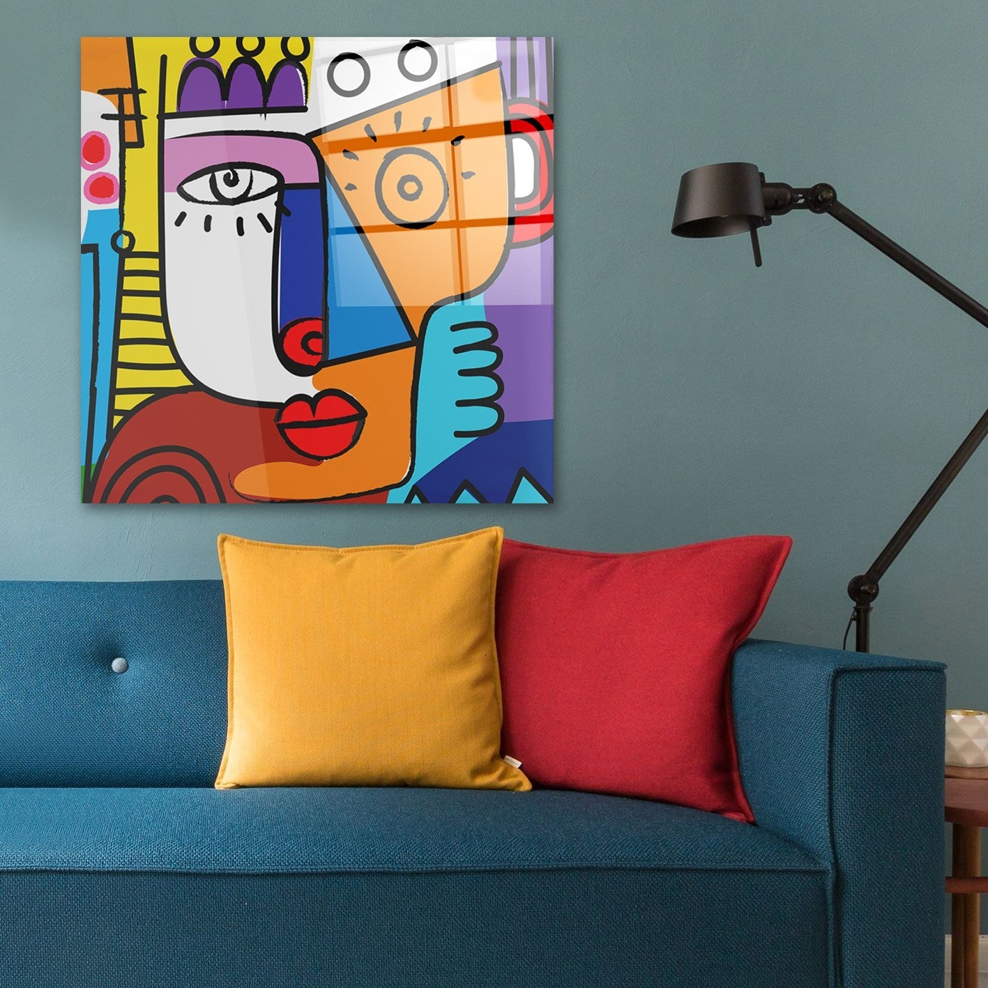 Quadro Decorativo em Vidro Temperado Multicolor 70x70cm - Arte Moderna para Parede