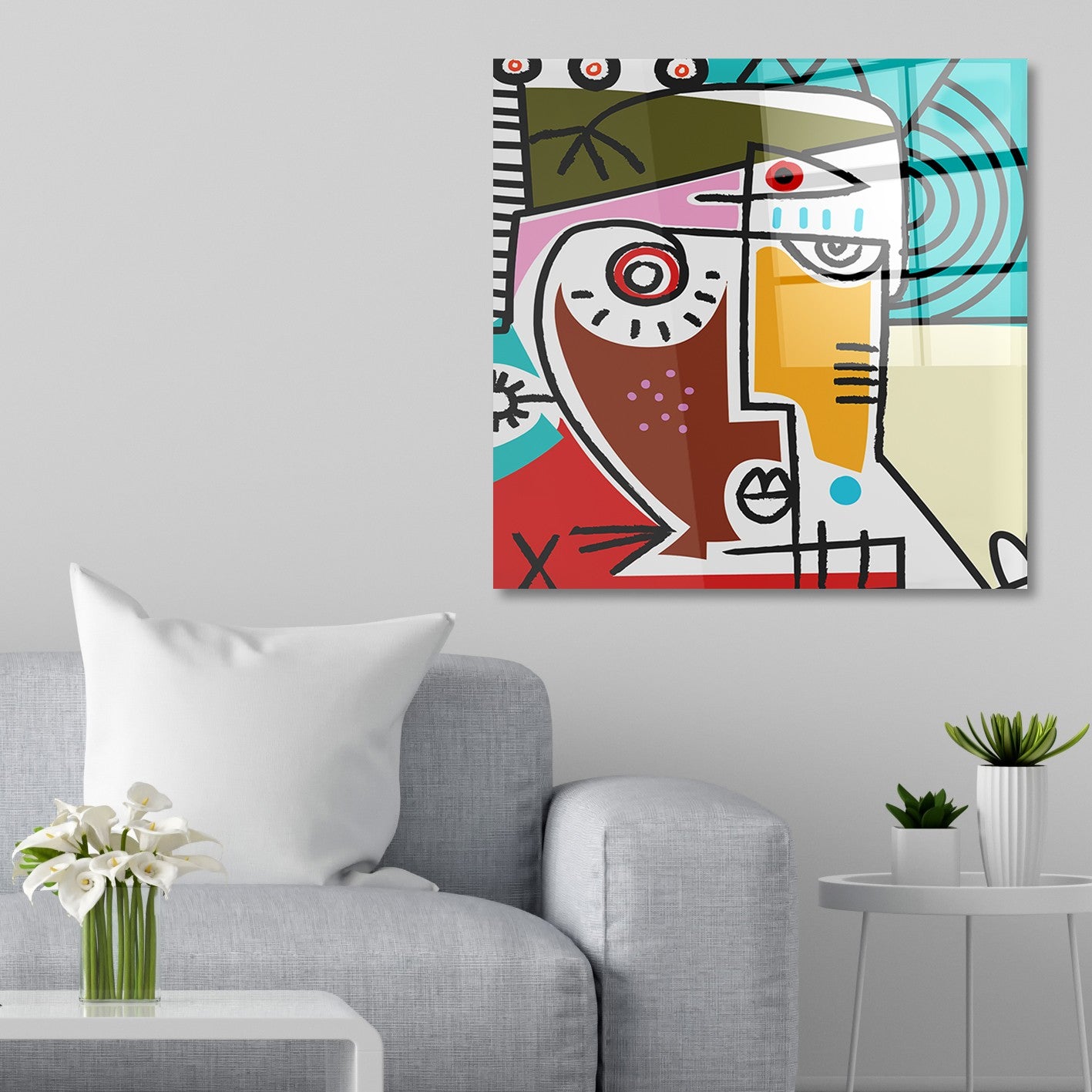 Quadro Decorativo em Vidro Temperado Multicolor 70x70cm - Arte Moderna para Parede