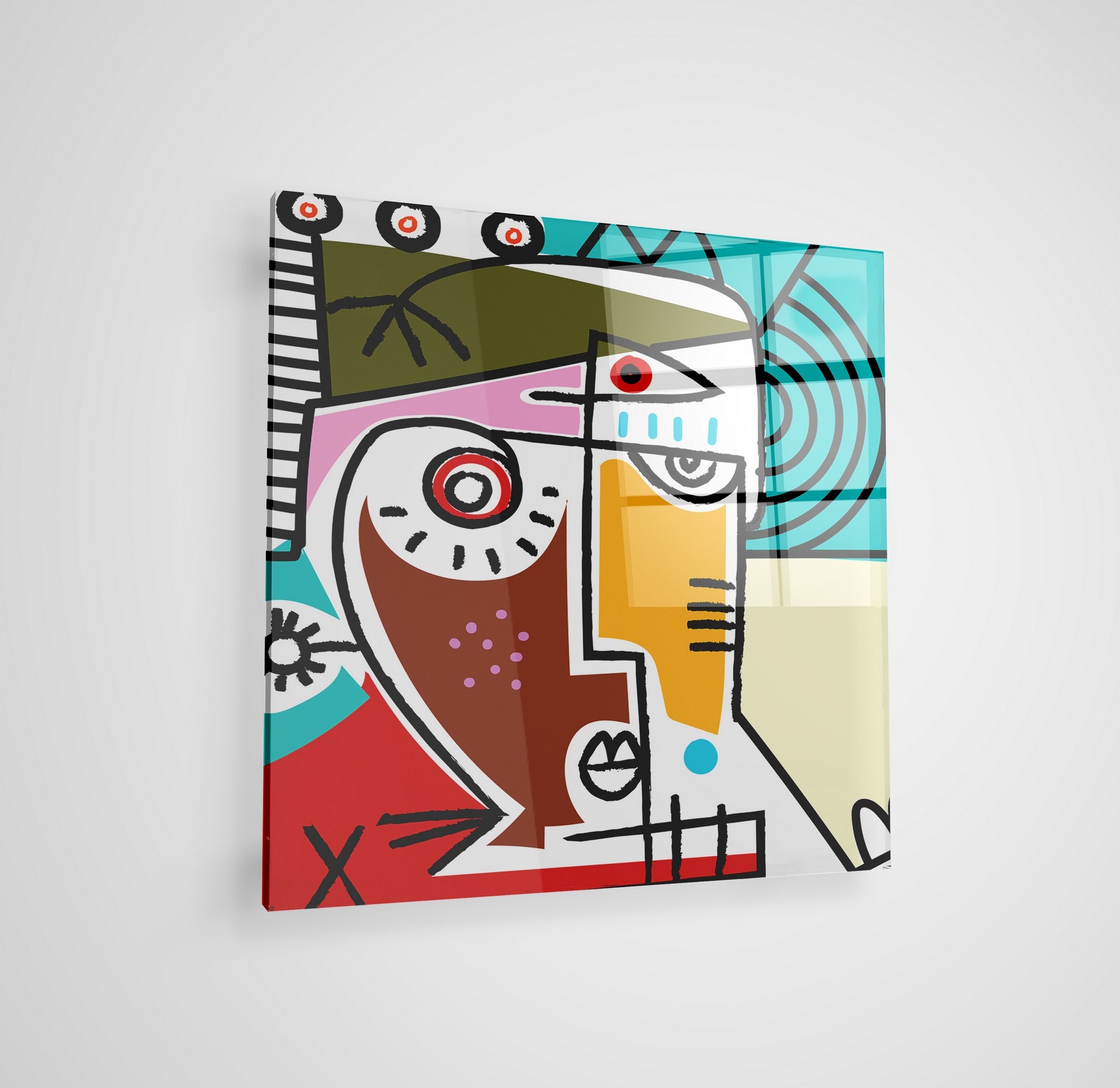 Quadro Decorativo em Vidro Temperado Multicolor 70x70cm - Arte Moderna para Parede