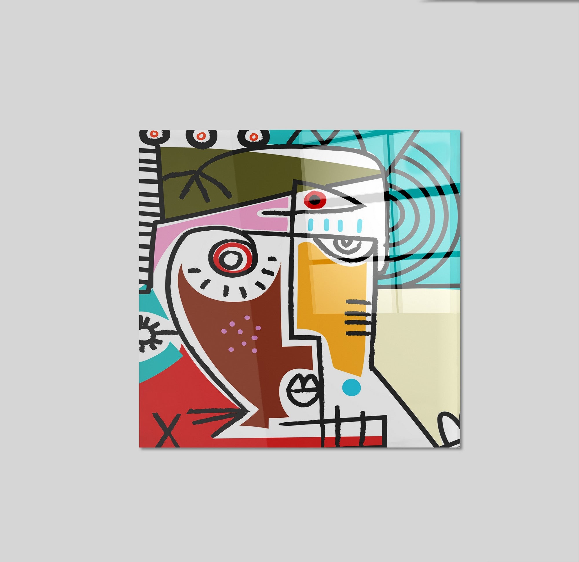 Quadro Decorativo em Vidro Temperado Multicolor 70x70cm - Arte Moderna para Parede