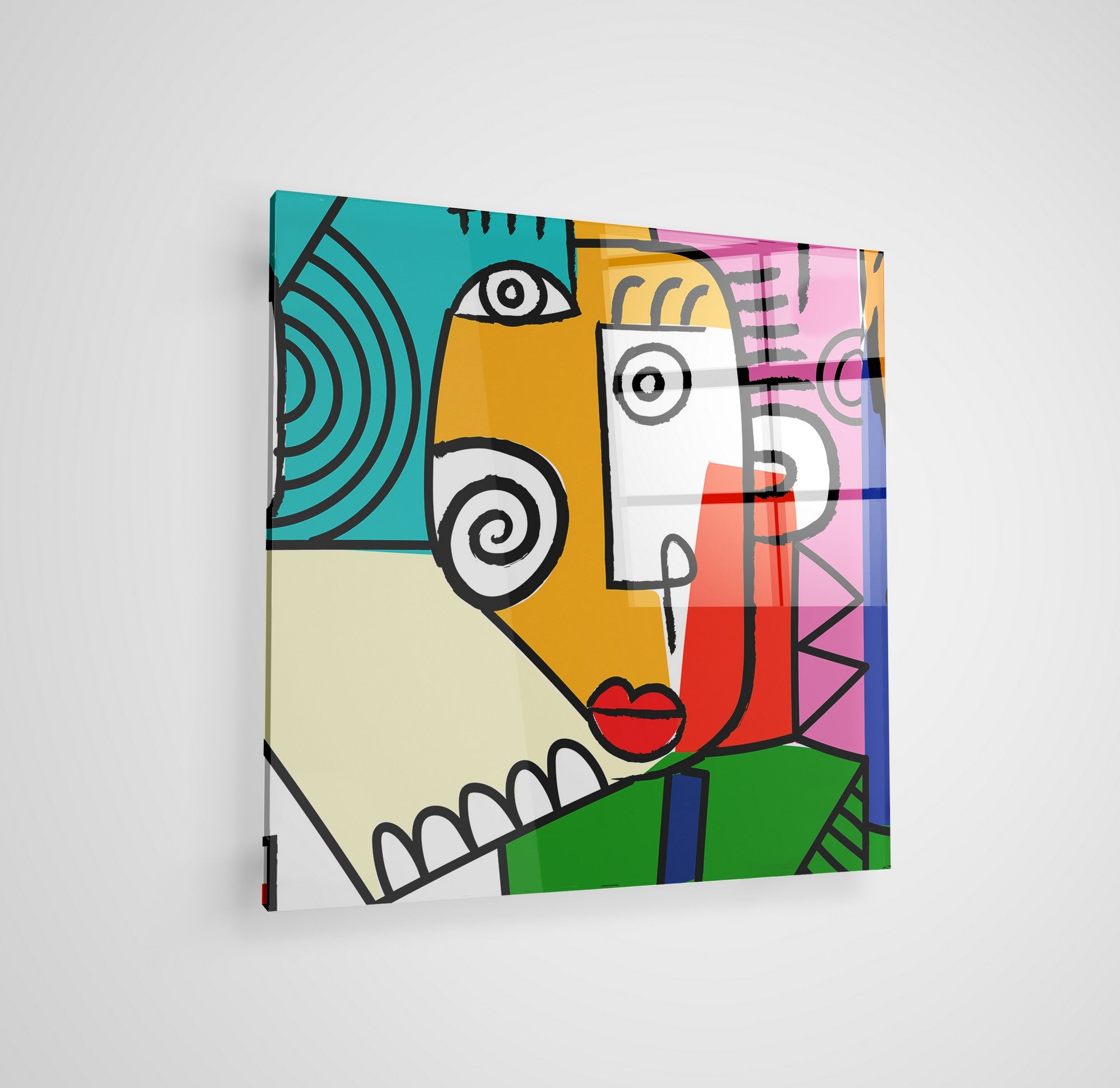 Arte em Vidro Temperado Multicolor 50x50cm - Pintura Decorativa de Parede Premium