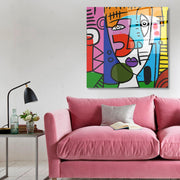 Arte em Vidro Temperado Multicolor 50x50cm - Pintura Decorativa de Parede Premium