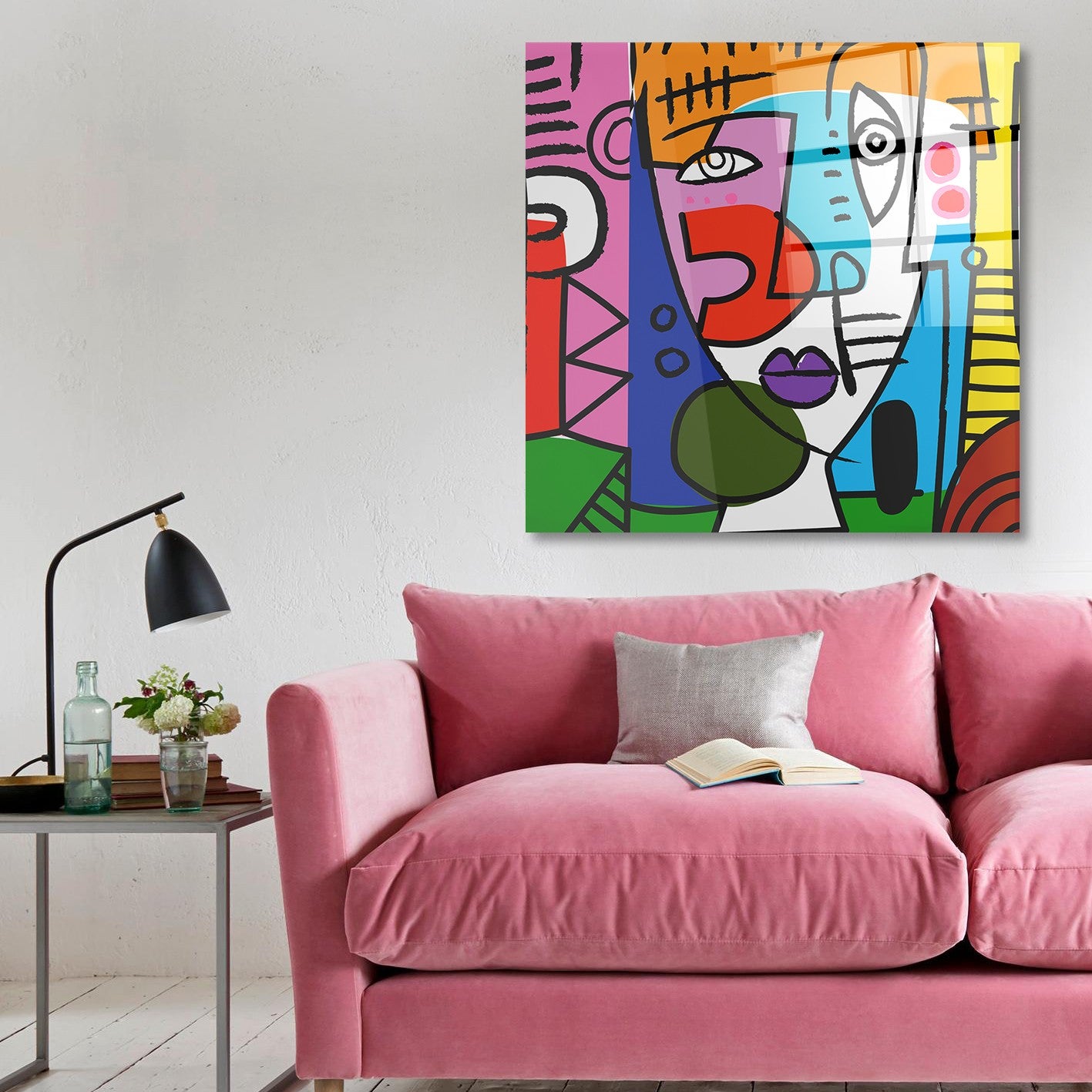 Arte em Vidro Temperado Multicolor 70x70cm - Pintura Decorativa de Alta Qualidade