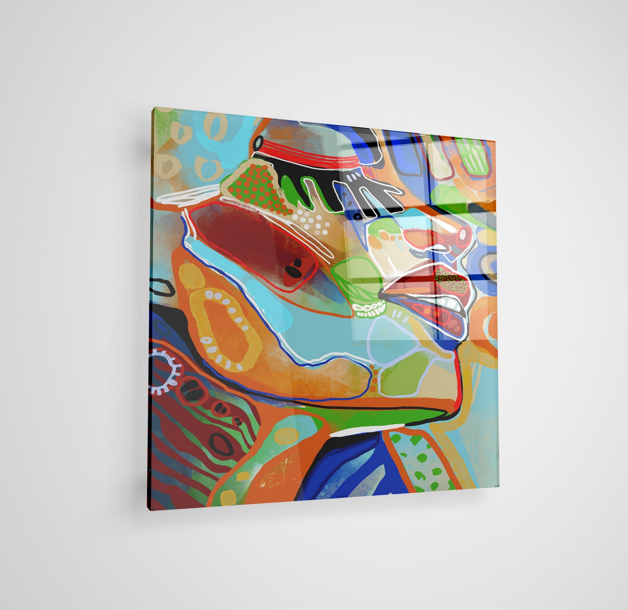 Arte em Vidro Temperado Multicolor 50x50cm - Pintura Decorativa Premium de 4mm