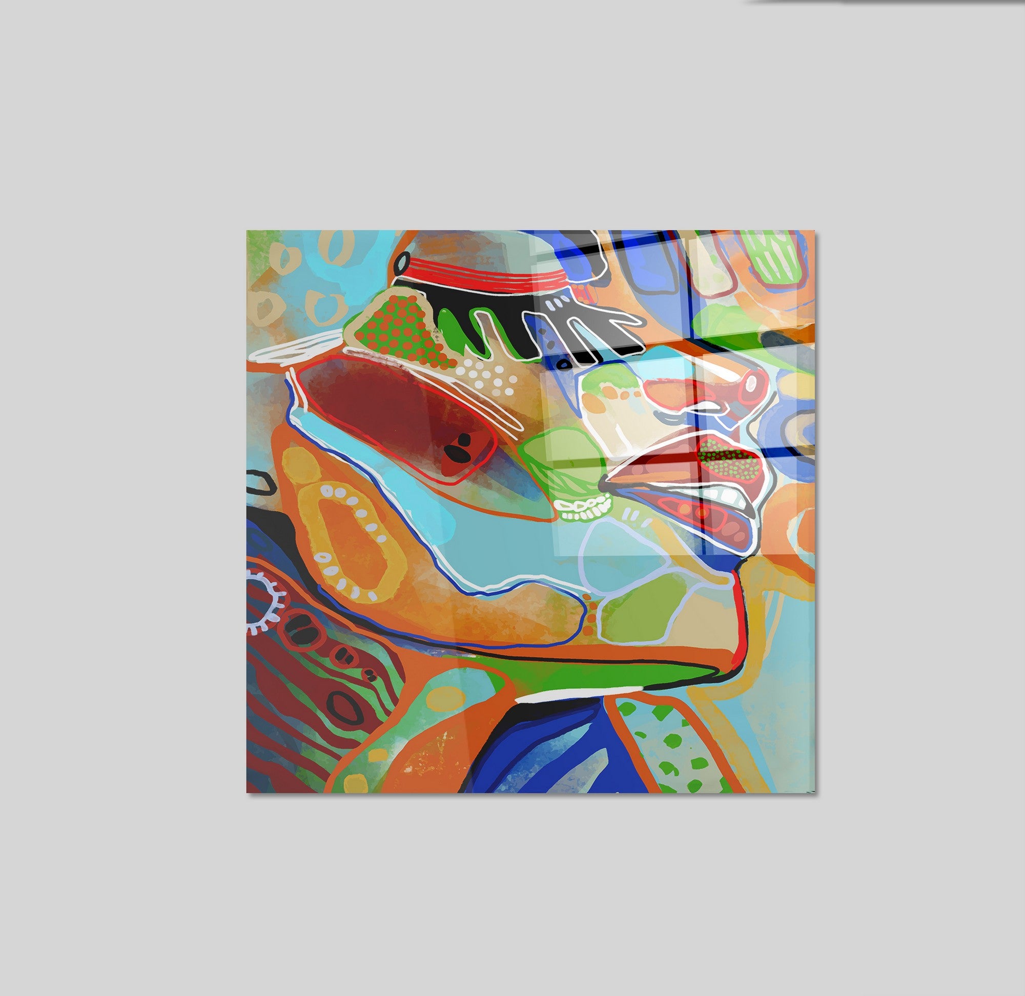 Arte em Vidro Temperado Multicolor 50x50cm - Pintura Decorativa Premium de 4mm