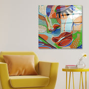 Arte em Vidro Temperado Multicolor 50x50cm - Pintura Decorativa de Parede Premium