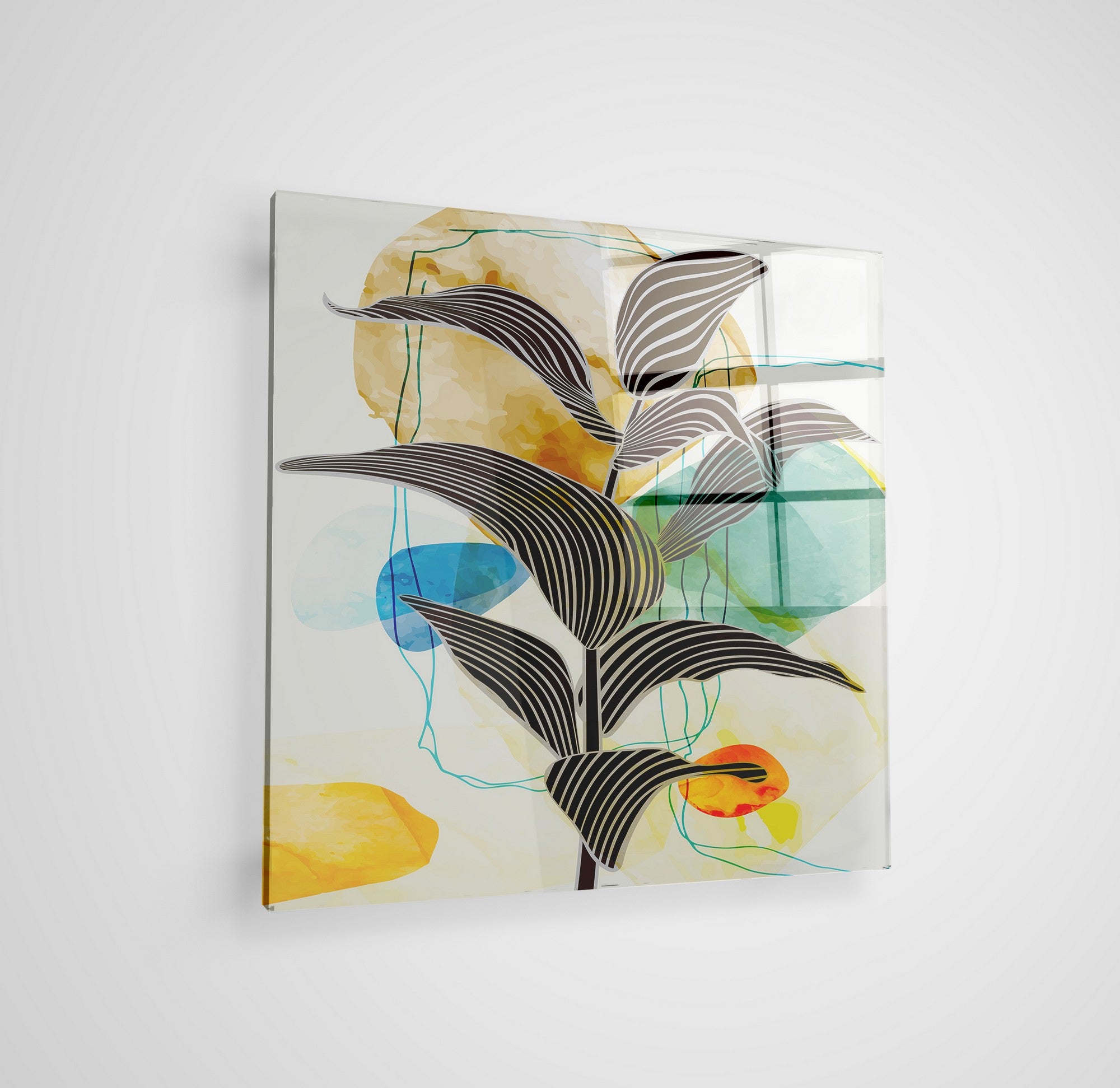 Arte em Vidro Temperado Multicolor 50x50cm - Pintura Decorativa de Alta Qualidade