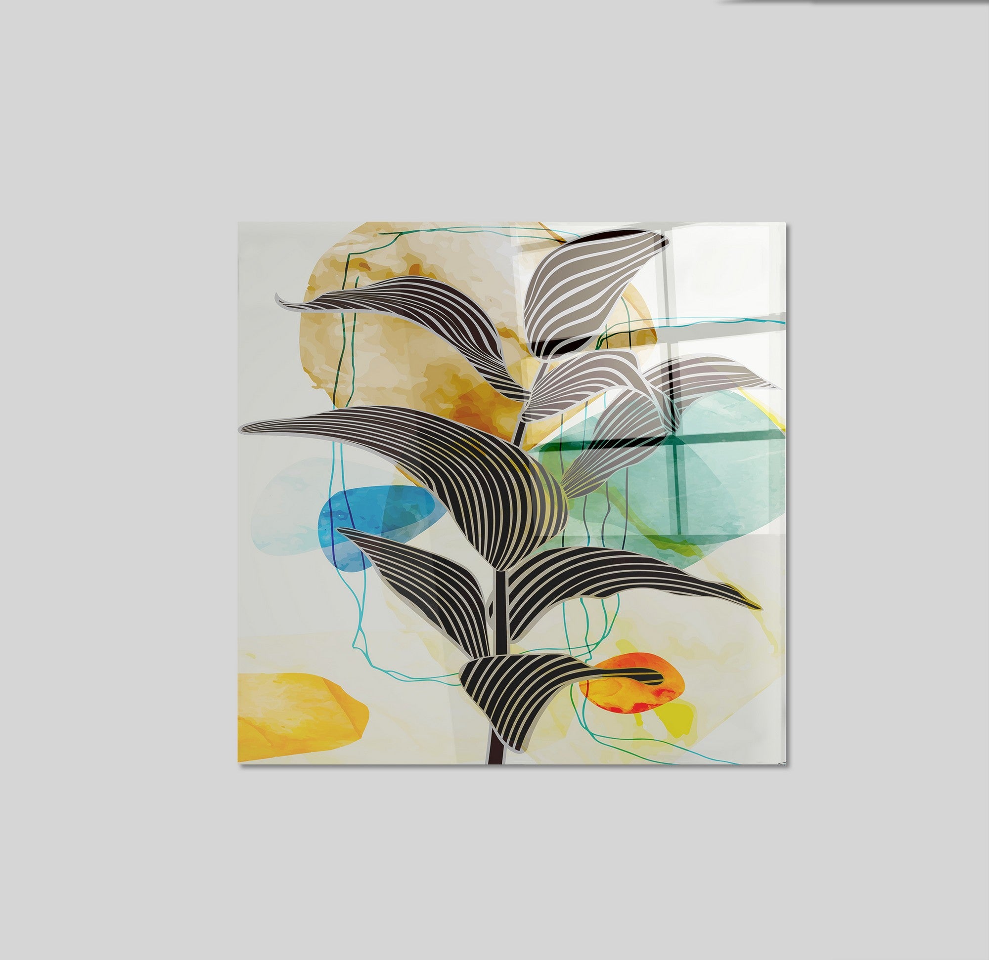 Arte em Vidro Temperado Multicolor 50x50cm - Pintura Decorativa de Alta Qualidade