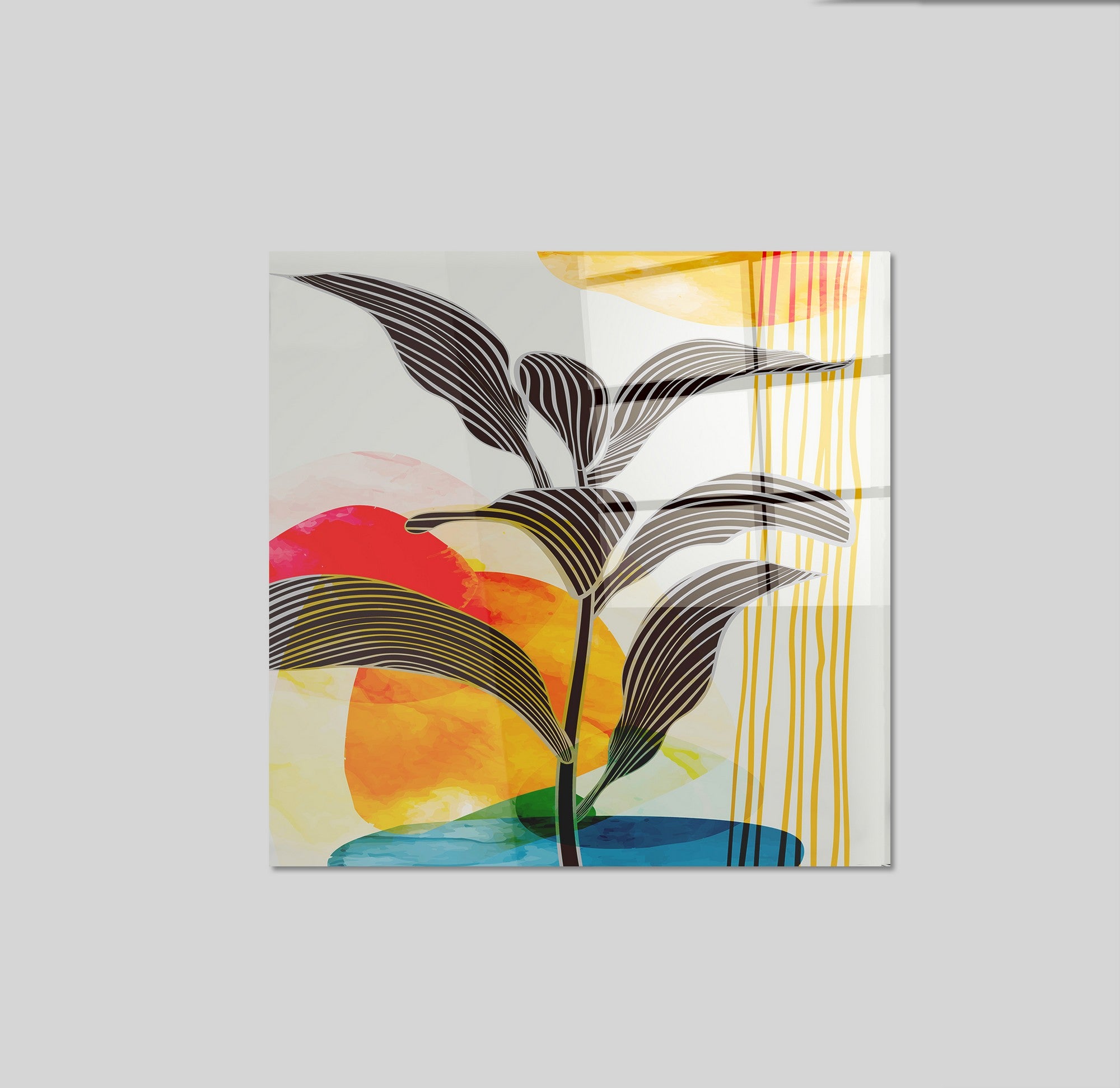 Arte em Vidro Temperado Multicolor 70x70cm - Pintura Decorativa de Parede Premium