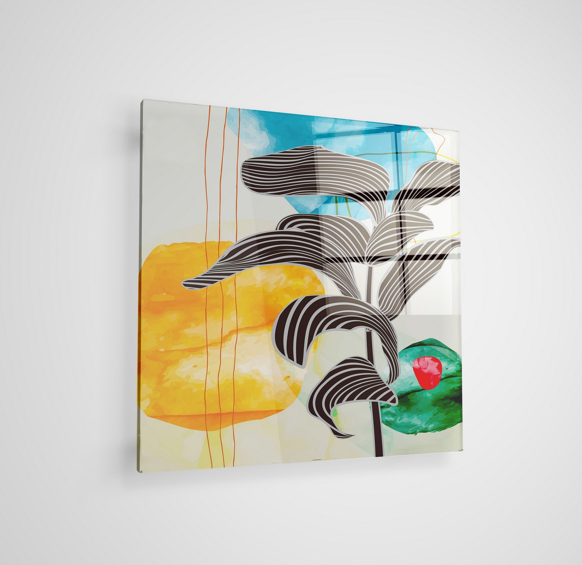 Quadro Decorativo em Vidro Temperado Multicolor 70x70cm - Arte Moderna para Parede