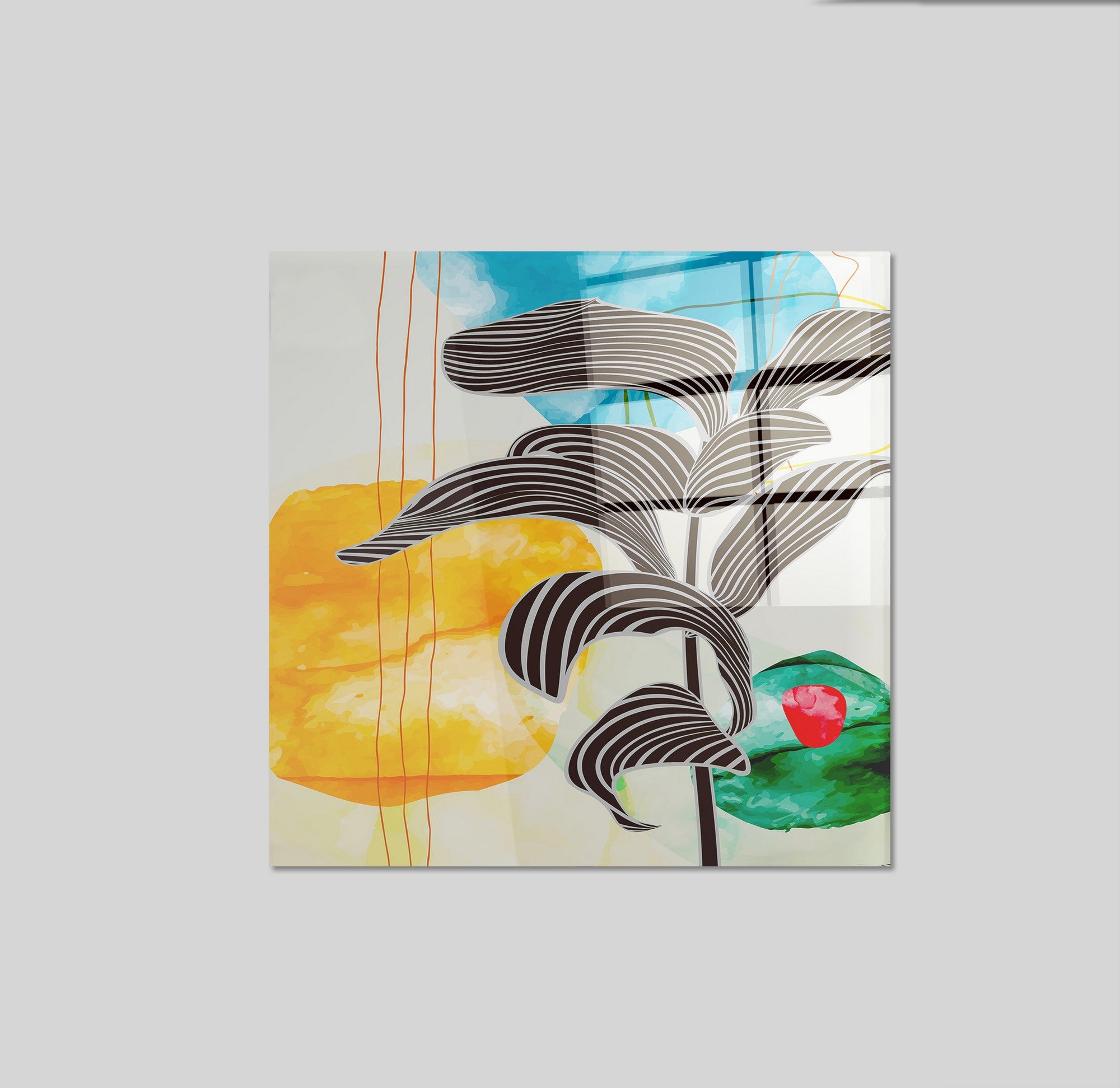 Quadro Decorativo em Vidro Temperado Multicolor 70x70cm - Arte Moderna para Parede