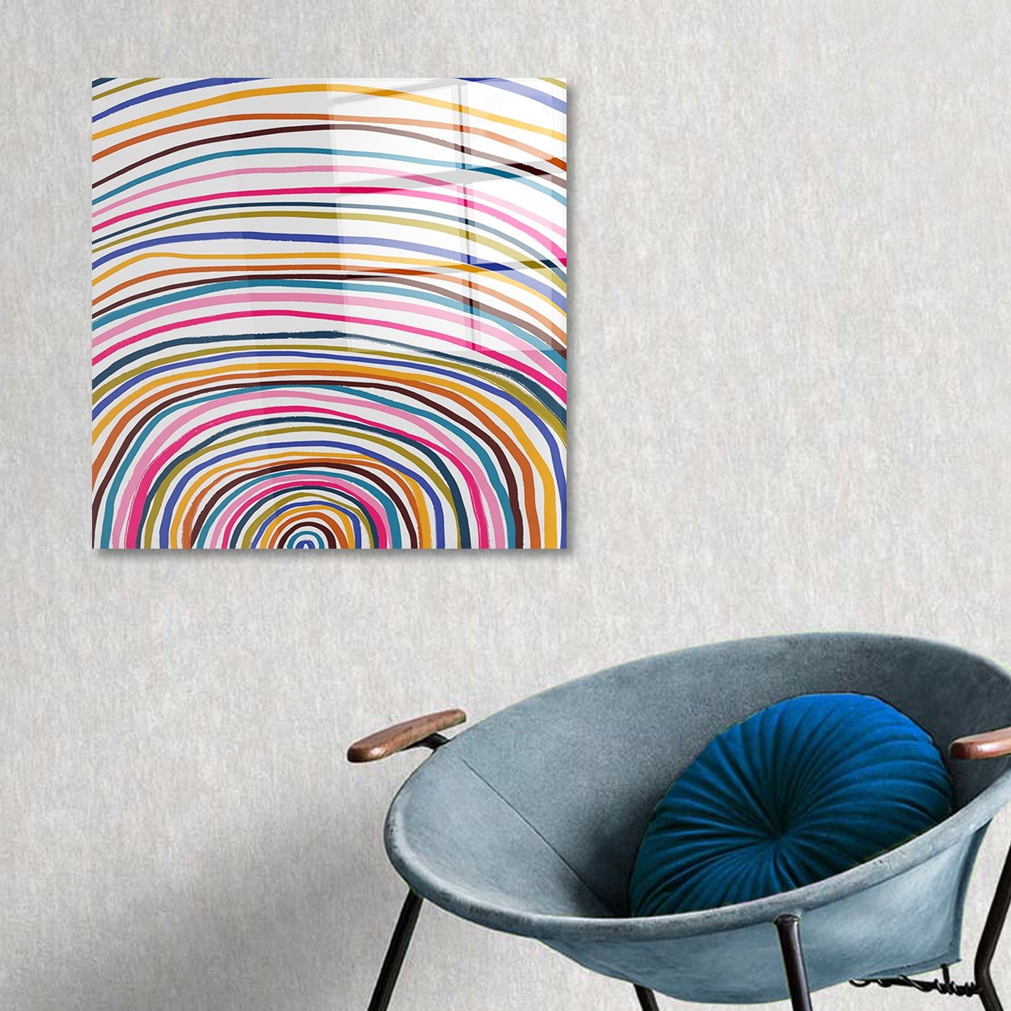 Quadro Decorativo em Vidro Temperado Multicolor 70x70cm - Arte Moderna para Parede