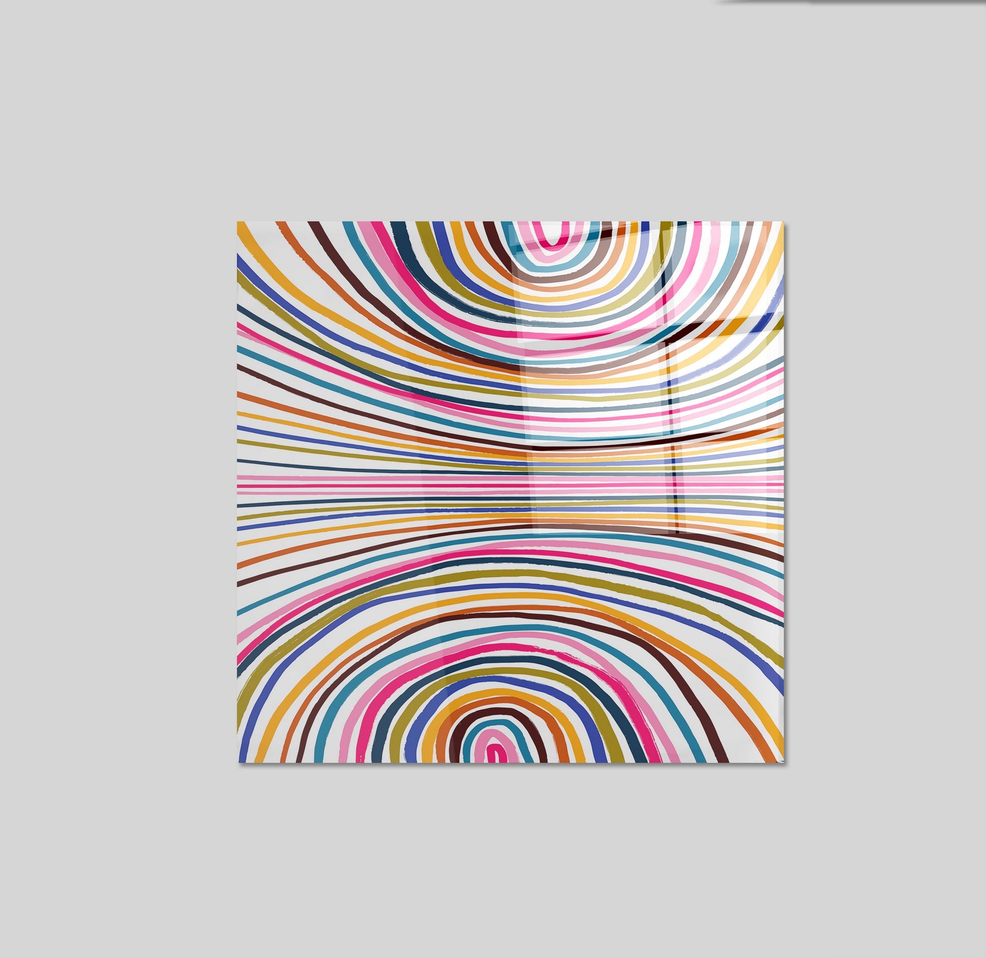 Arte em Vidro Temperado Multicolor 50x50cm - Pintura Decorativa de Parede Premium