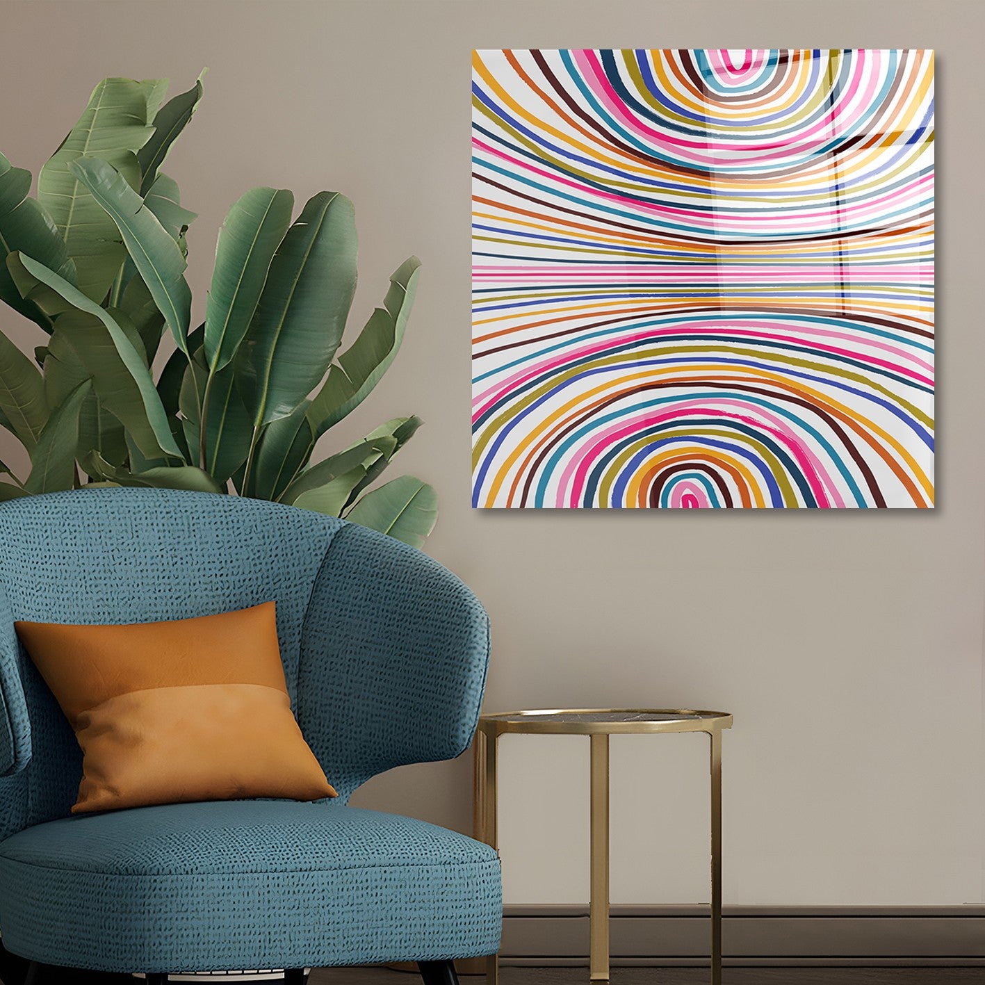 Arte em Vidro Temperado Multicolor 70x70cm - Pintura Decorativa de Alta Qualidade