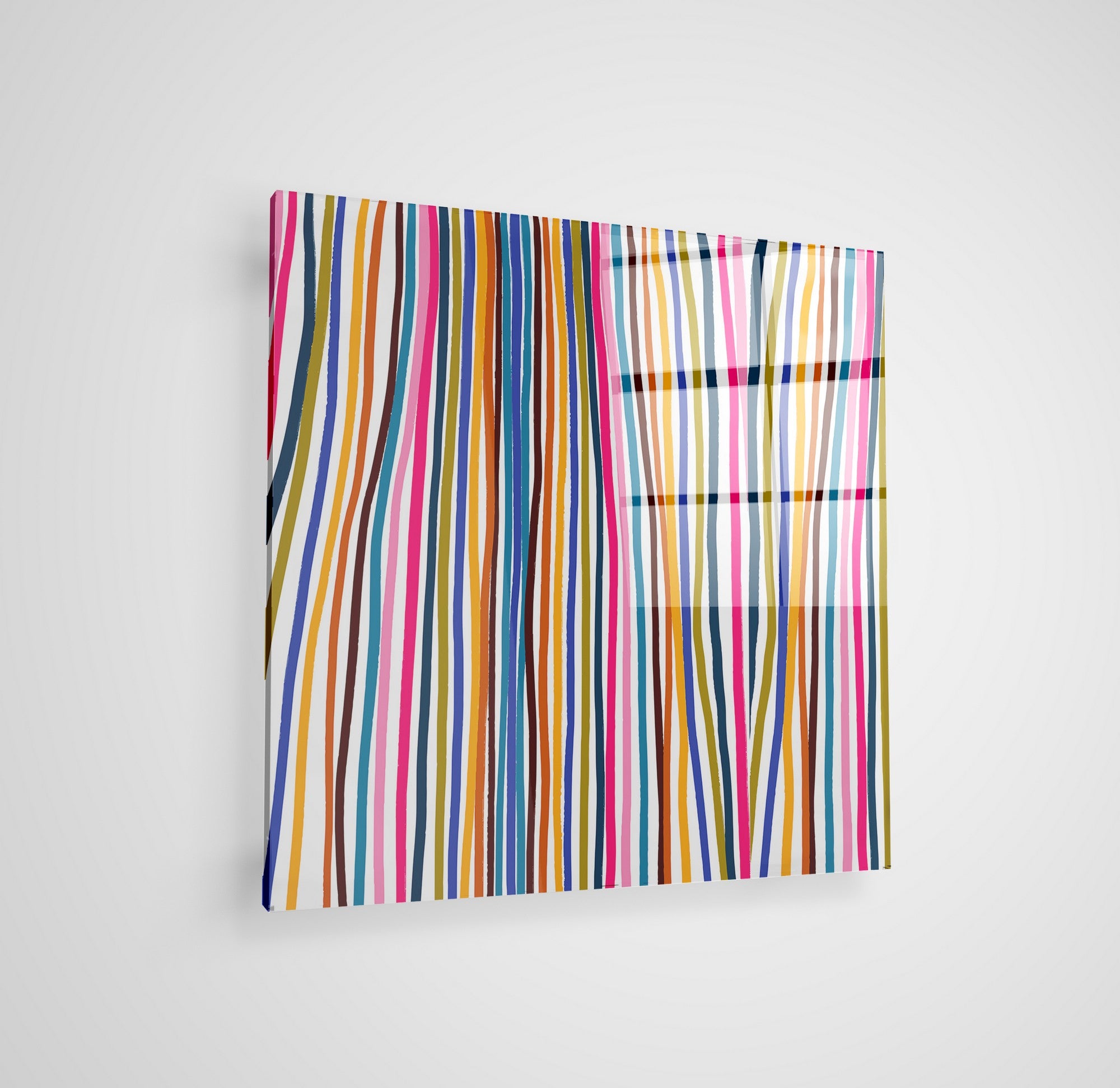 Arte em Vidro Temperado Multicolor 70x70cm - Pintura Decorativa de Luxo para Parede