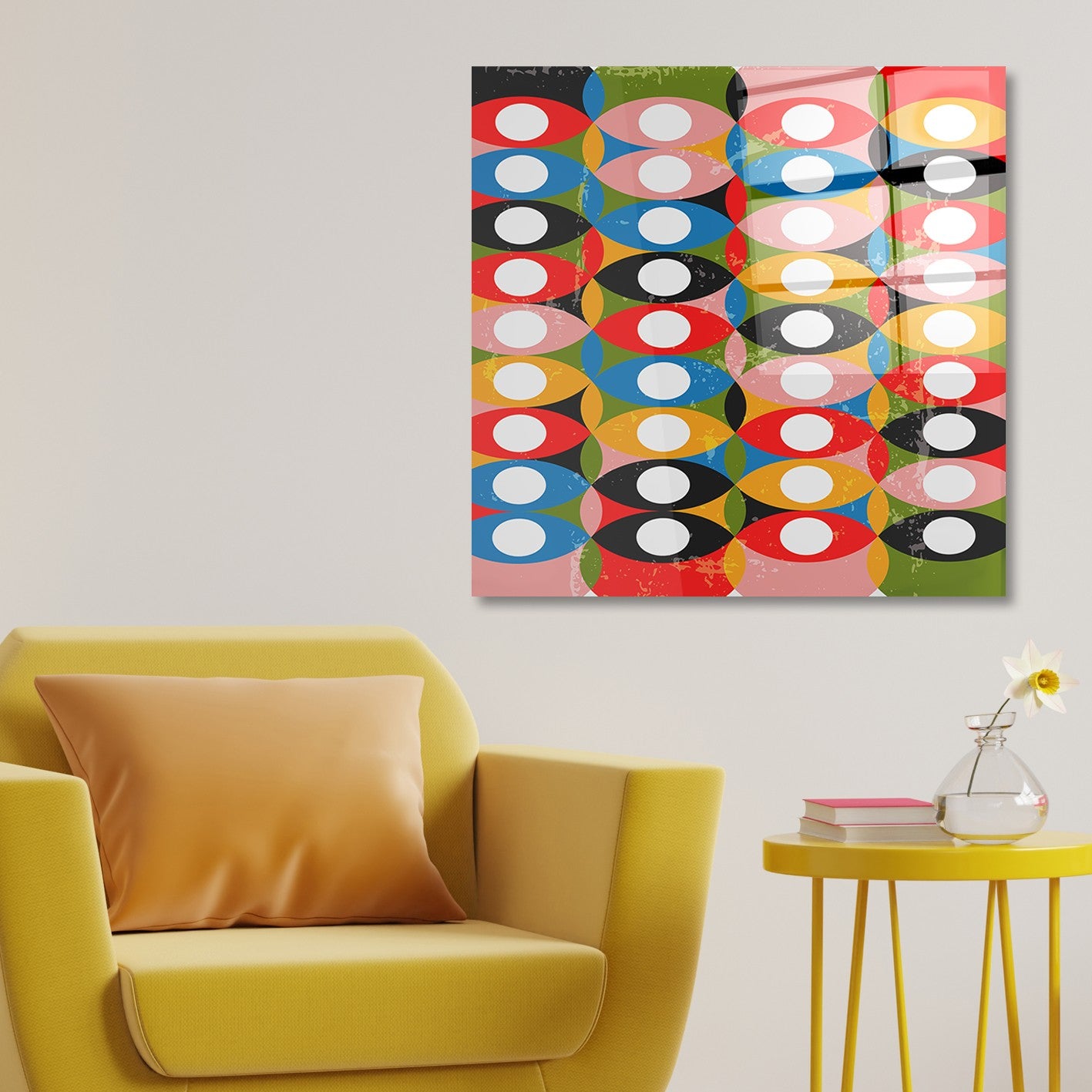 Arte em Vidro Temperado Multicolor 50x50cm - Pintura Decorativa Premium de 4mm