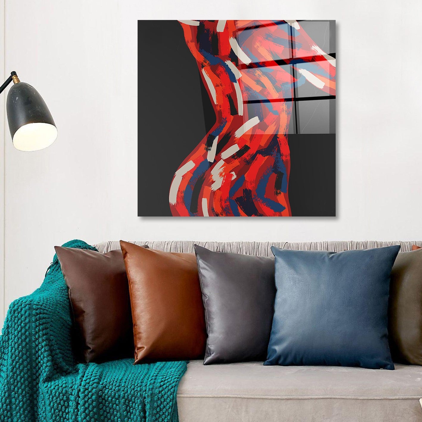 Arte em Vidro Temperado Multicolor 50x50cm - Pintura Decorativa de Parede Premium