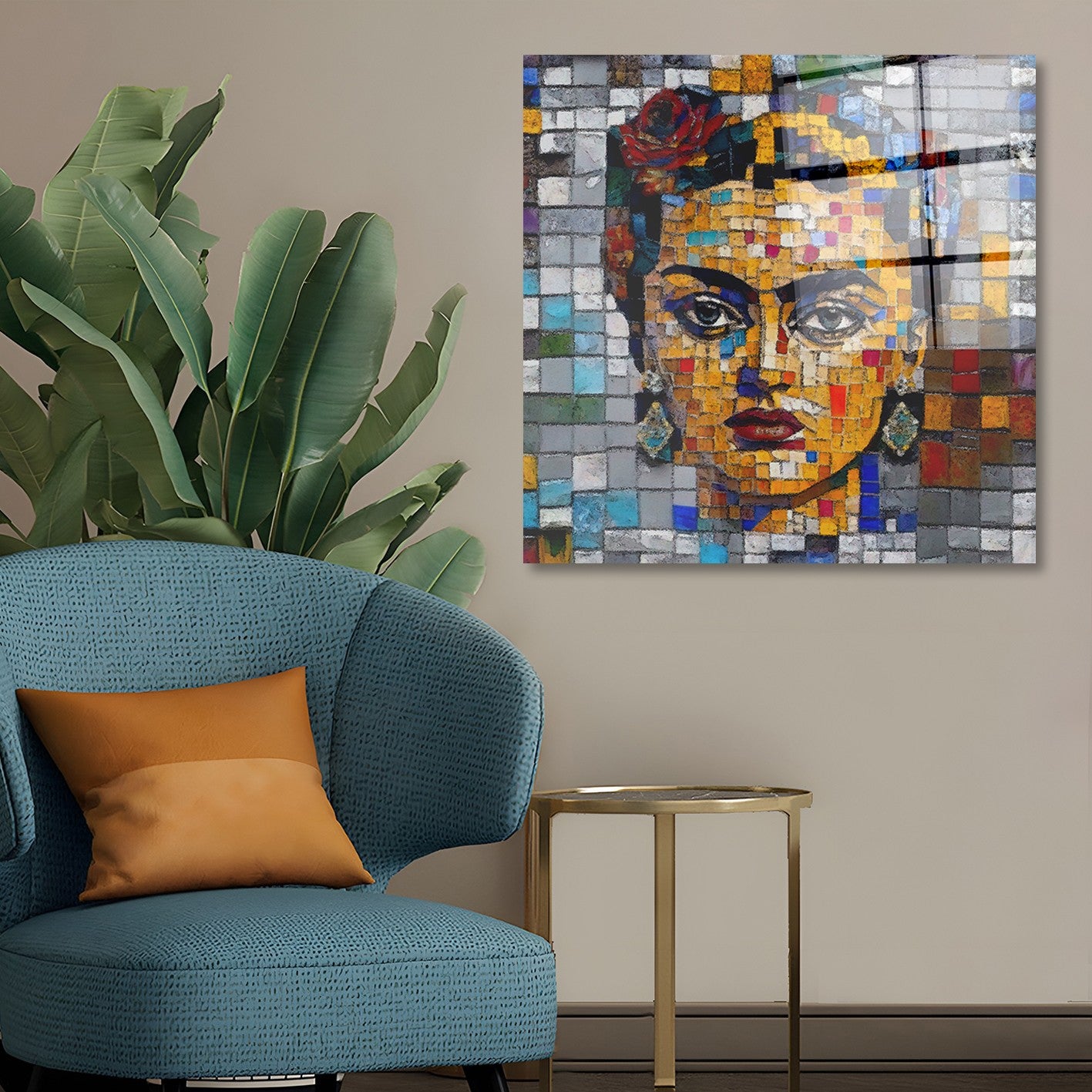 Arte em Vidro Temperado Multicolor 50x50cm - Pintura Decorativa de Parede Premium