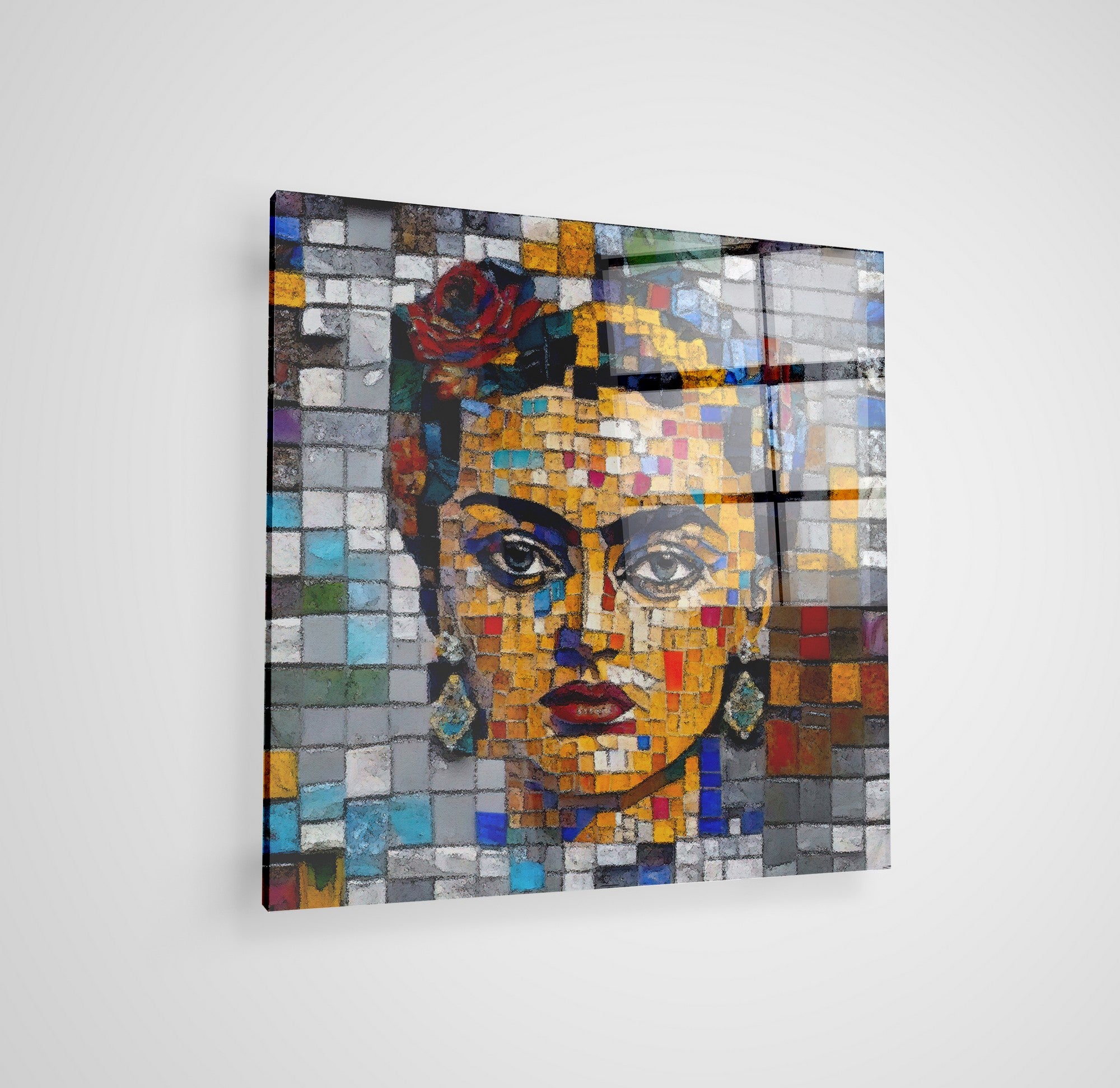 Arte em Vidro Temperado Multicolor 70x70cm - Pintura Decorativa de Alta Qualidade