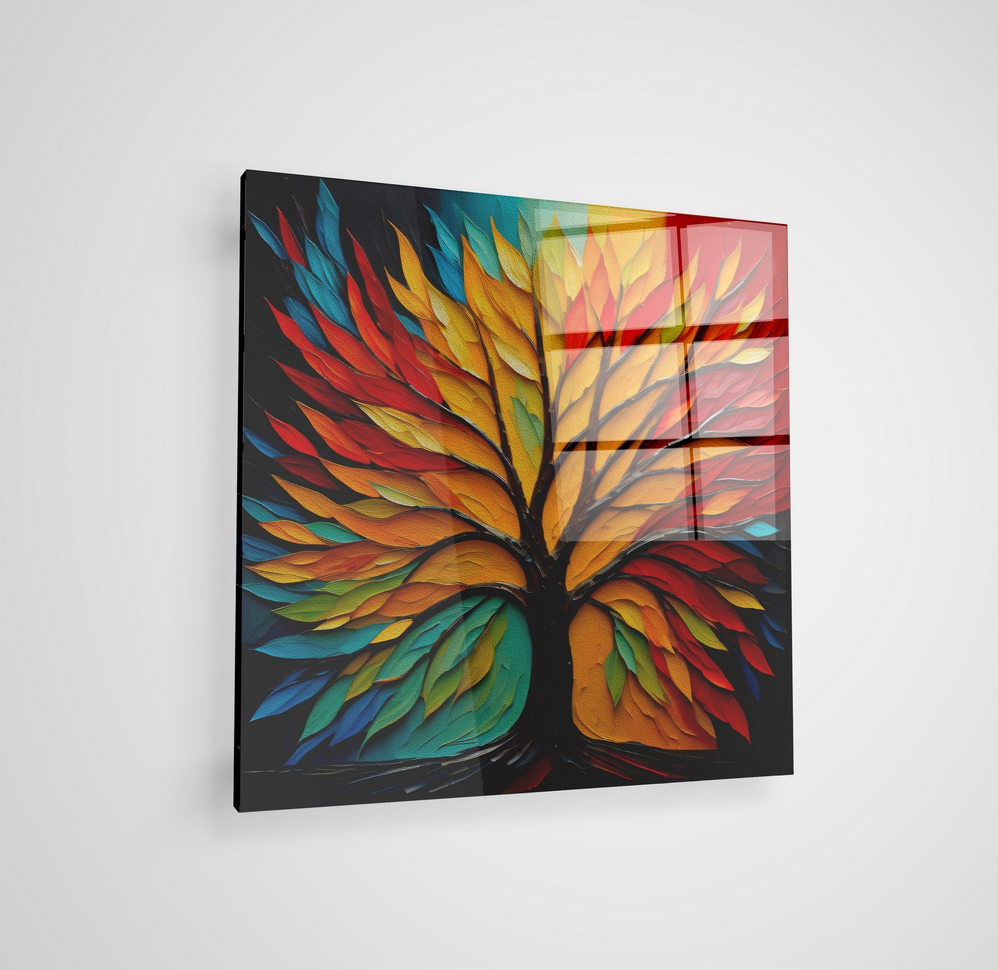 Arte em Vidro Temperado Multicolor 50x50cm - Pintura Decorativa de Qualidade Premium