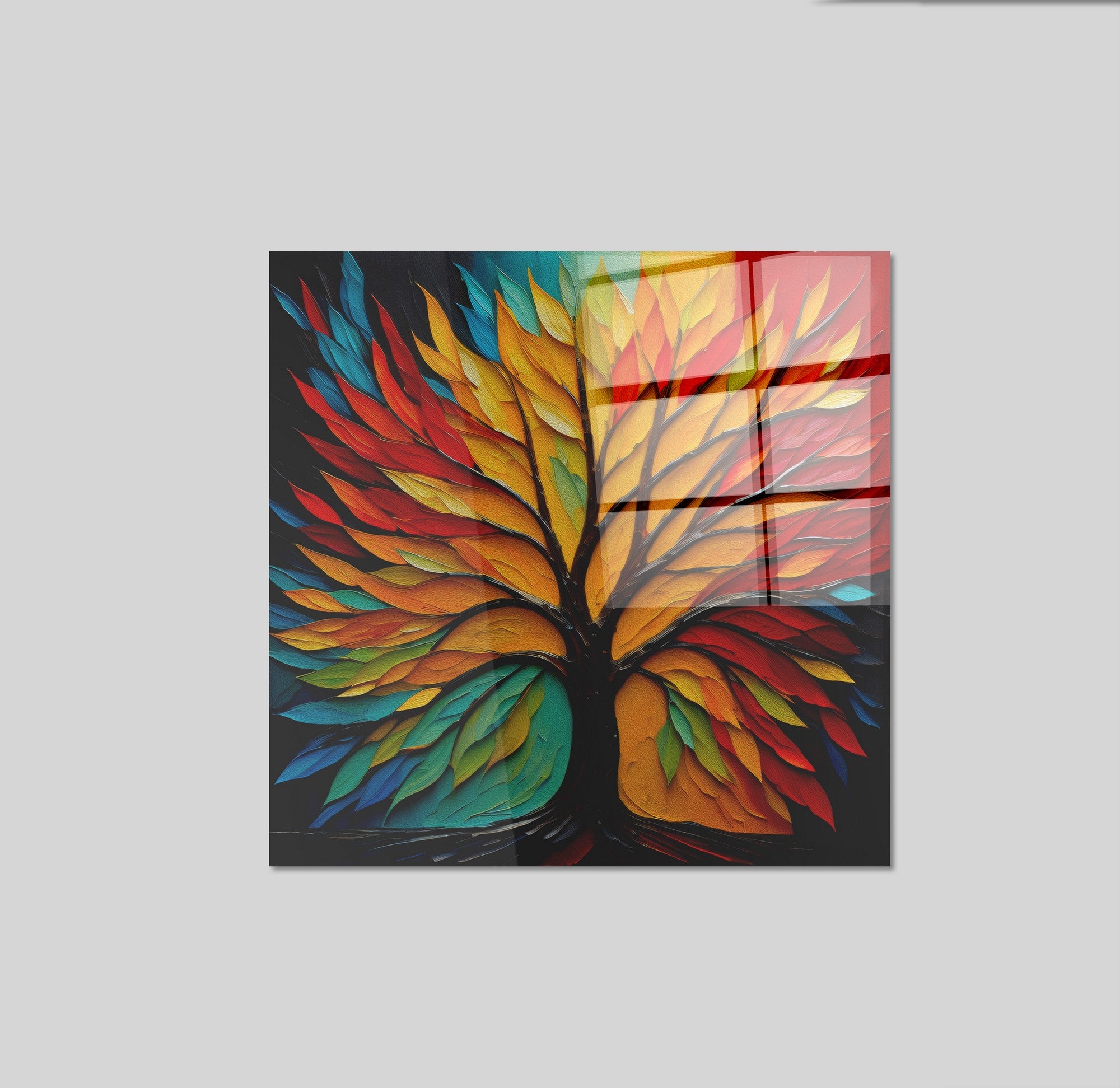 Arte em Vidro Temperado Multicolor 50x50cm - Pintura Decorativa de Qualidade Premium