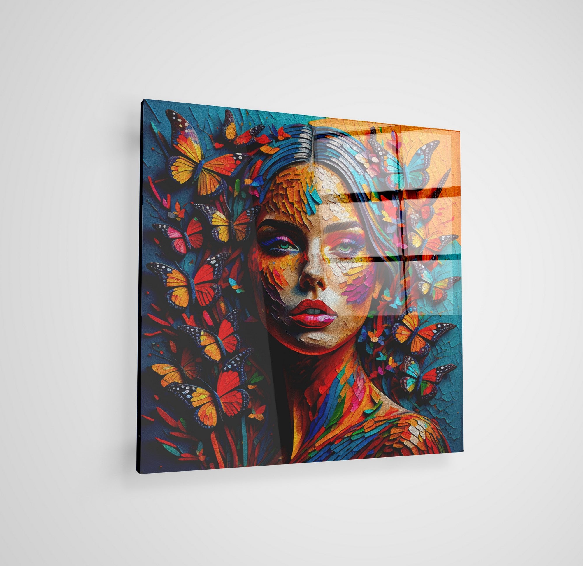 Arte em Vidro Temperado Multicolor 70x70cm - Pintura Decorativa de Alta Qualidade