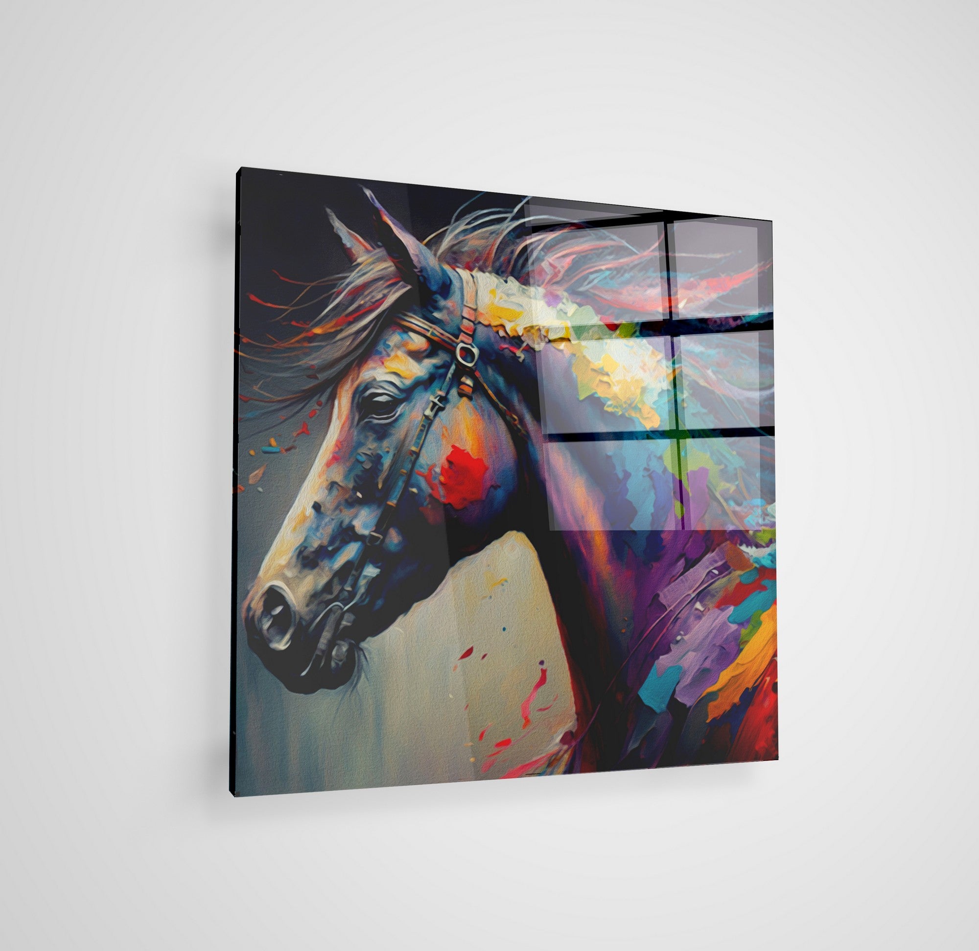 Arte em Vidro Temperado Multicolor 70x70cm - Pintura Decorativa de Alta Qualidade