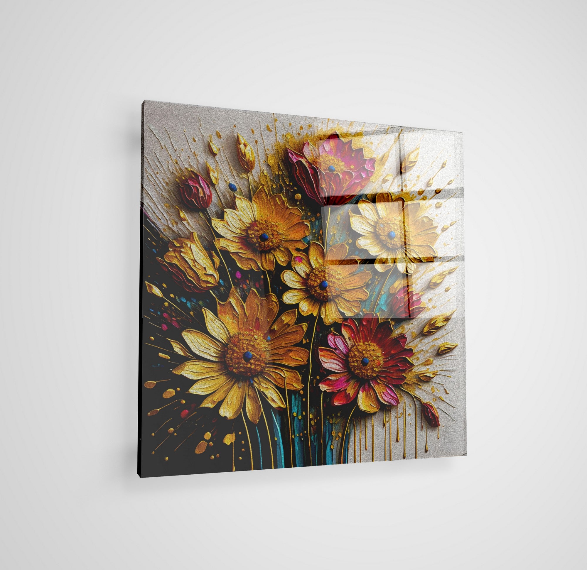 Arte em Vidro Temperado Multicolor 50x50cm - Pintura Decorativa de Alta Qualidade