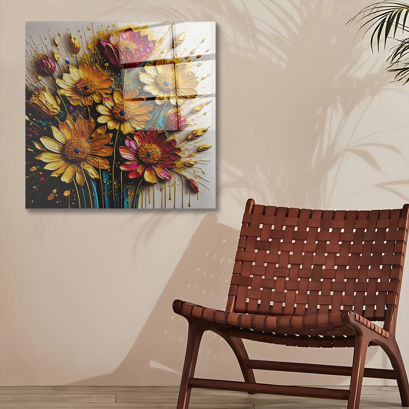 Quadro Decorativo em Vidro Temperado Multicolor 70x70cm - Arte Moderna para Parede