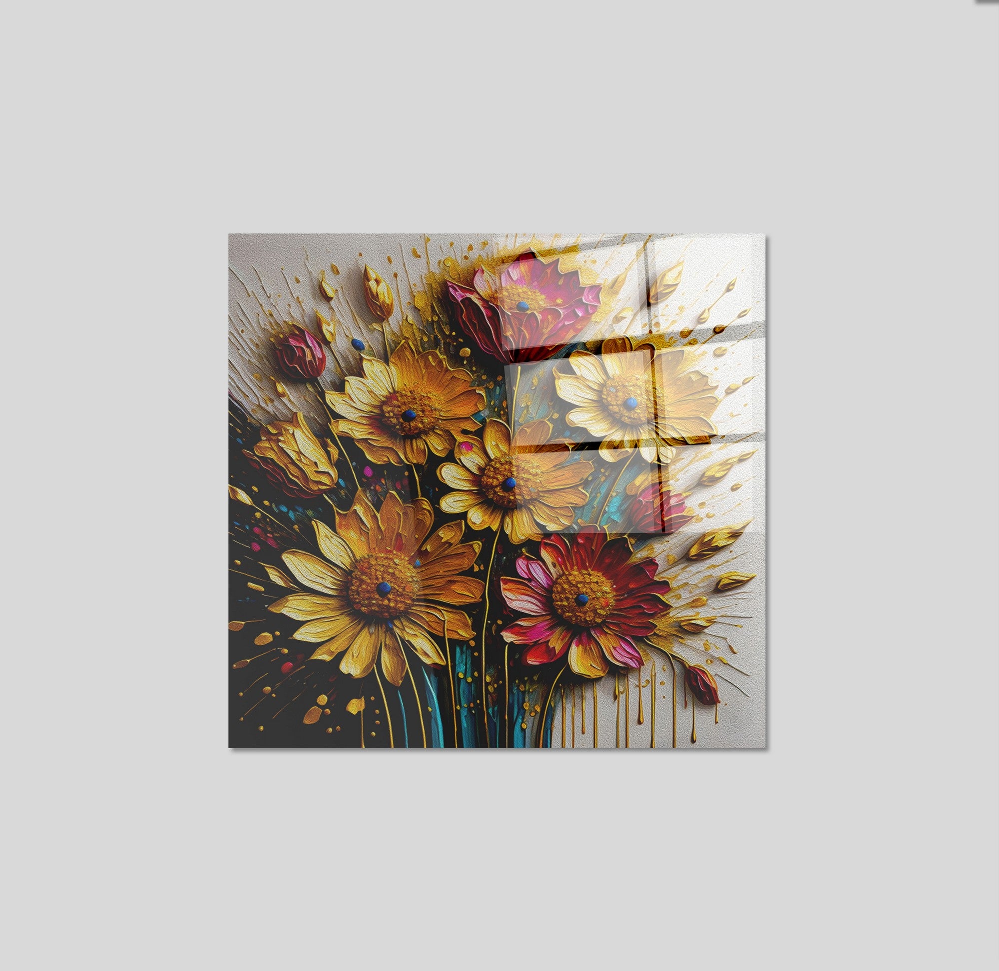 Quadro Decorativo em Vidro Temperado Multicolor 70x70cm - Arte Moderna para Parede