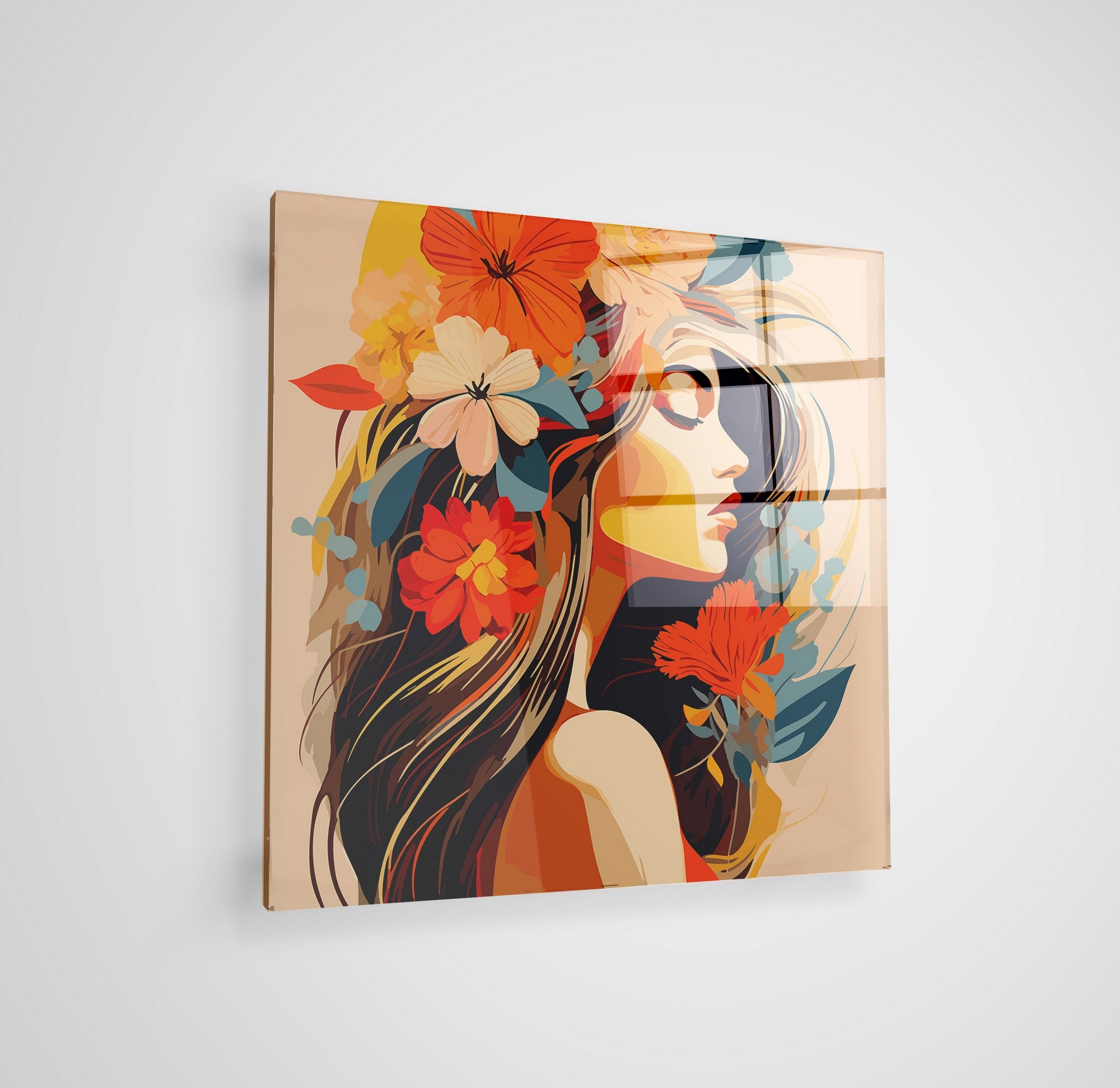 Arte em Vidro Temperado Multicolor 70x70cm - Pintura Decorativa de Alta Qualidade