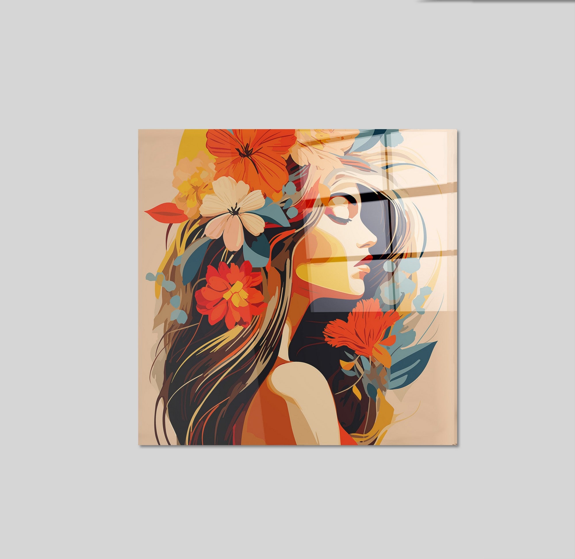 Arte em Vidro Temperado Multicolor 70x70cm - Pintura Decorativa de Alta Qualidade