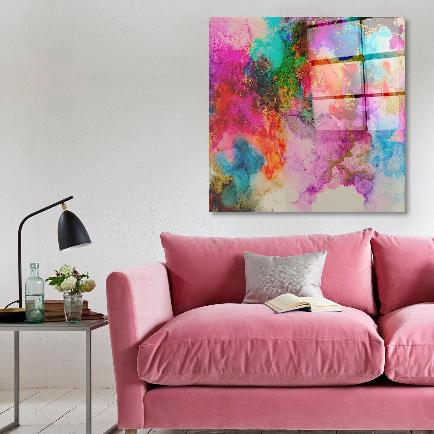 Arte em Vidro Temperado Multicolor 50x50cm - Pintura Decorativa de Alta Qualidade