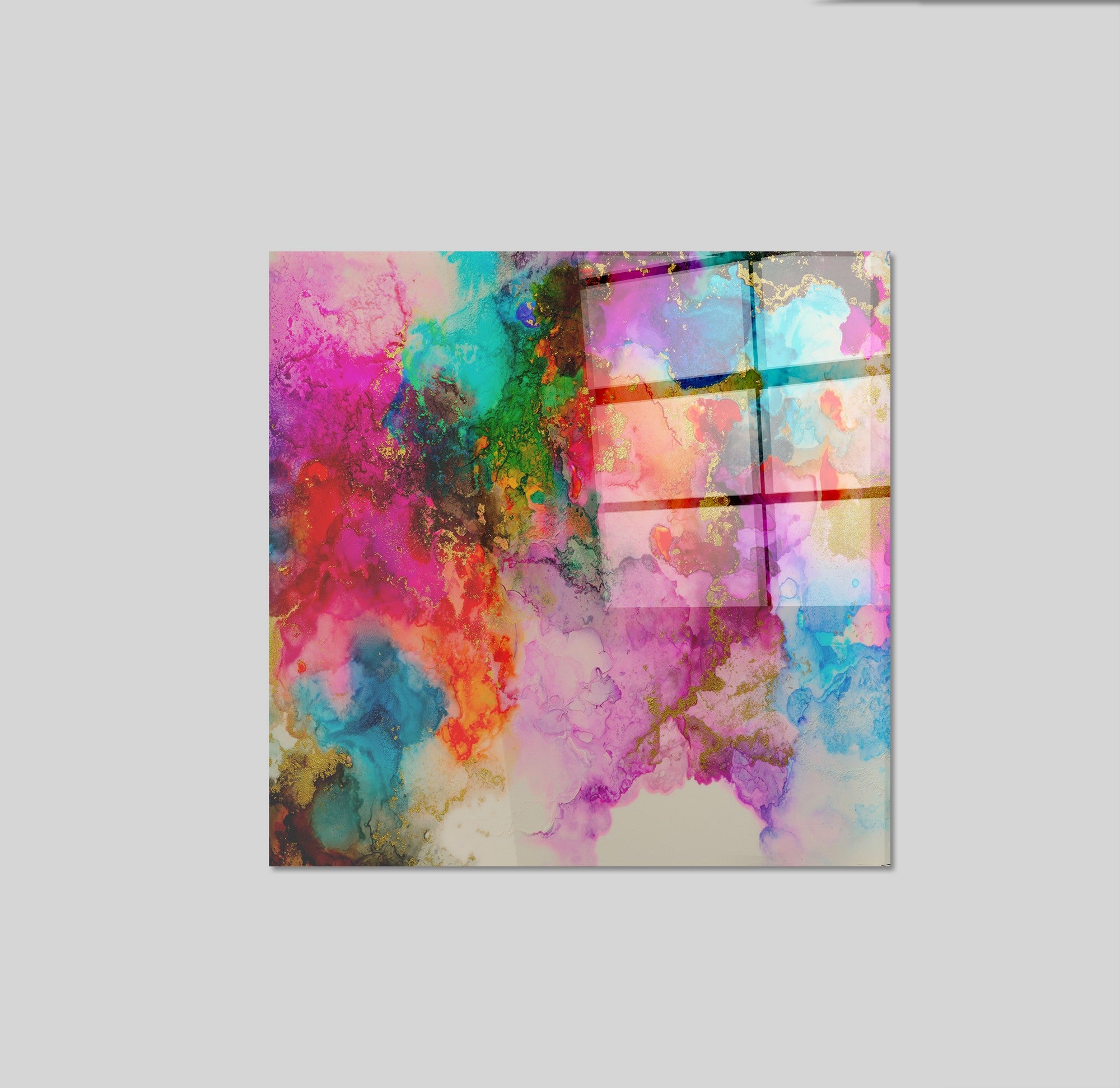 Arte em Vidro Temperado Multicolor 50x50cm - Pintura Decorativa de Alta Qualidade