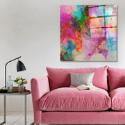 Arte em Vidro Temperado Multicolor 70x70cm - Pintura Decorativa de Alta Qualidade