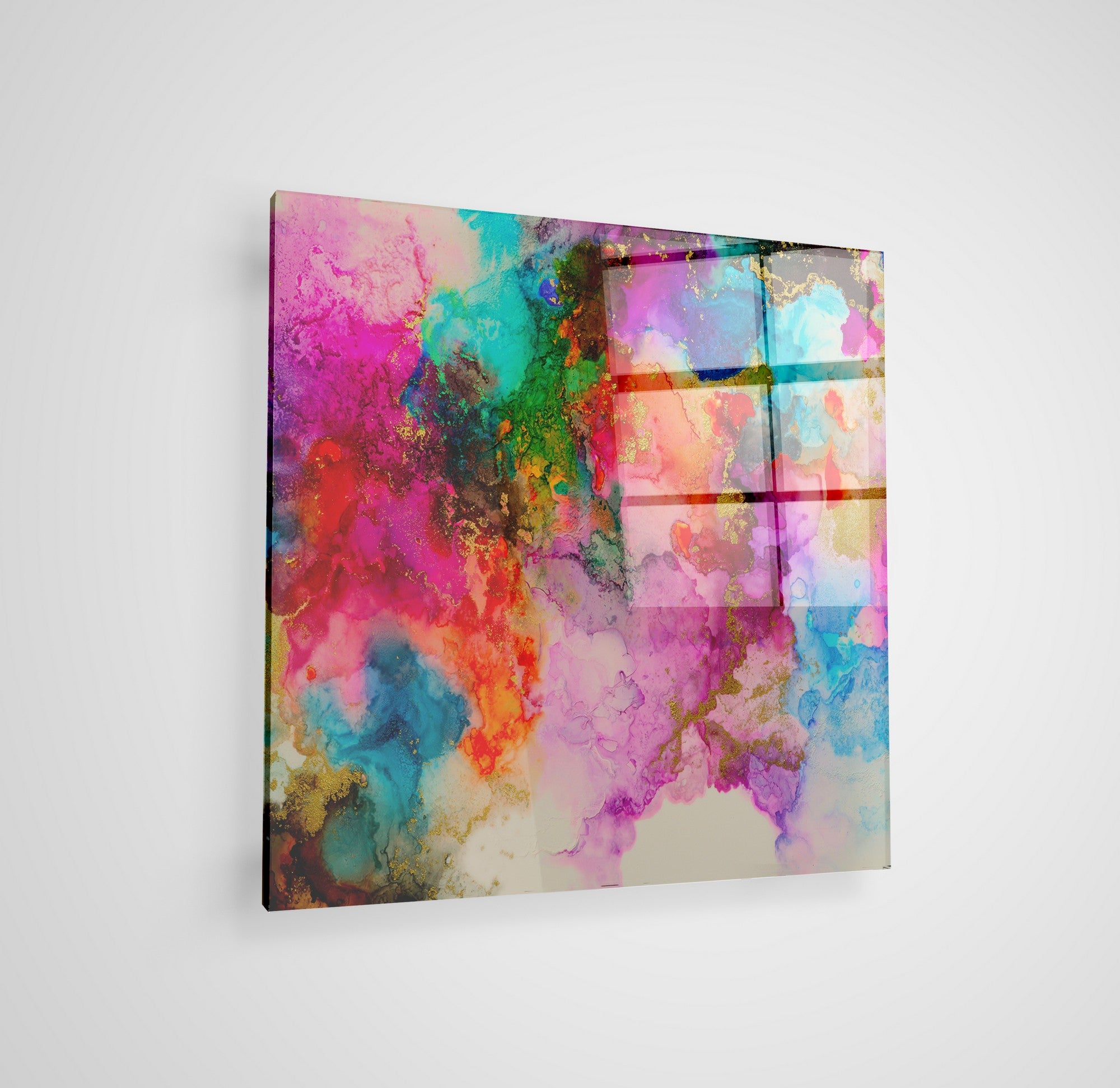 Arte em Vidro Temperado Multicolor 70x70cm - Pintura Decorativa de Alta Qualidade