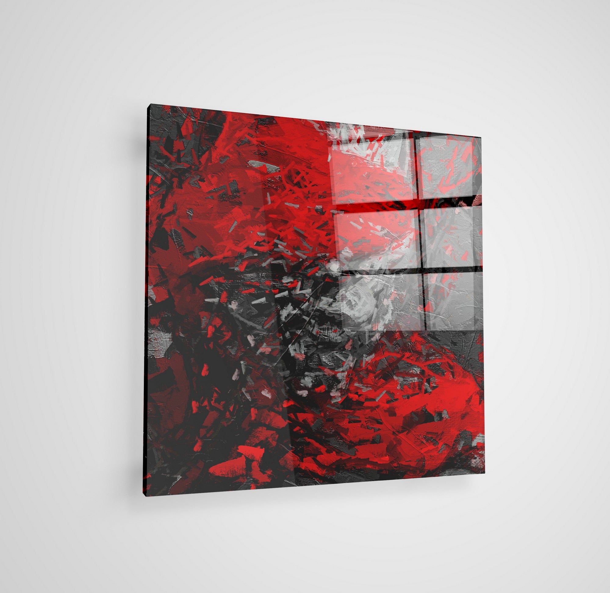 Arte em Vidro Temperado Multicolor 50x50cm - Pintura Decorativa de Parede Premium